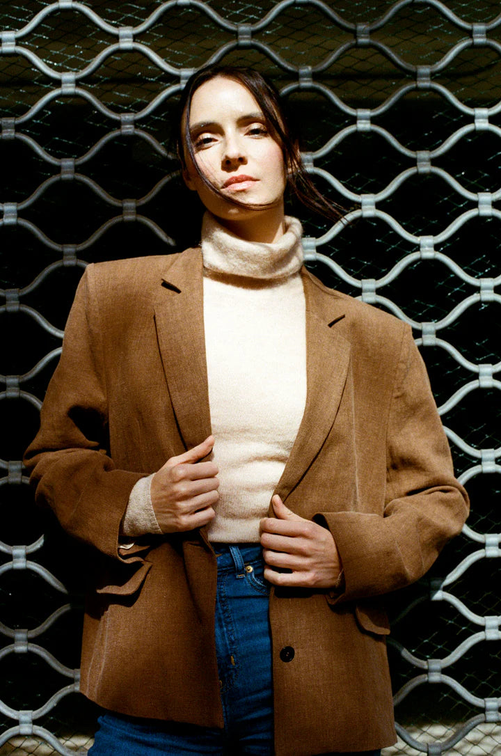 Marge Linen Wool Blazer - Chocolate