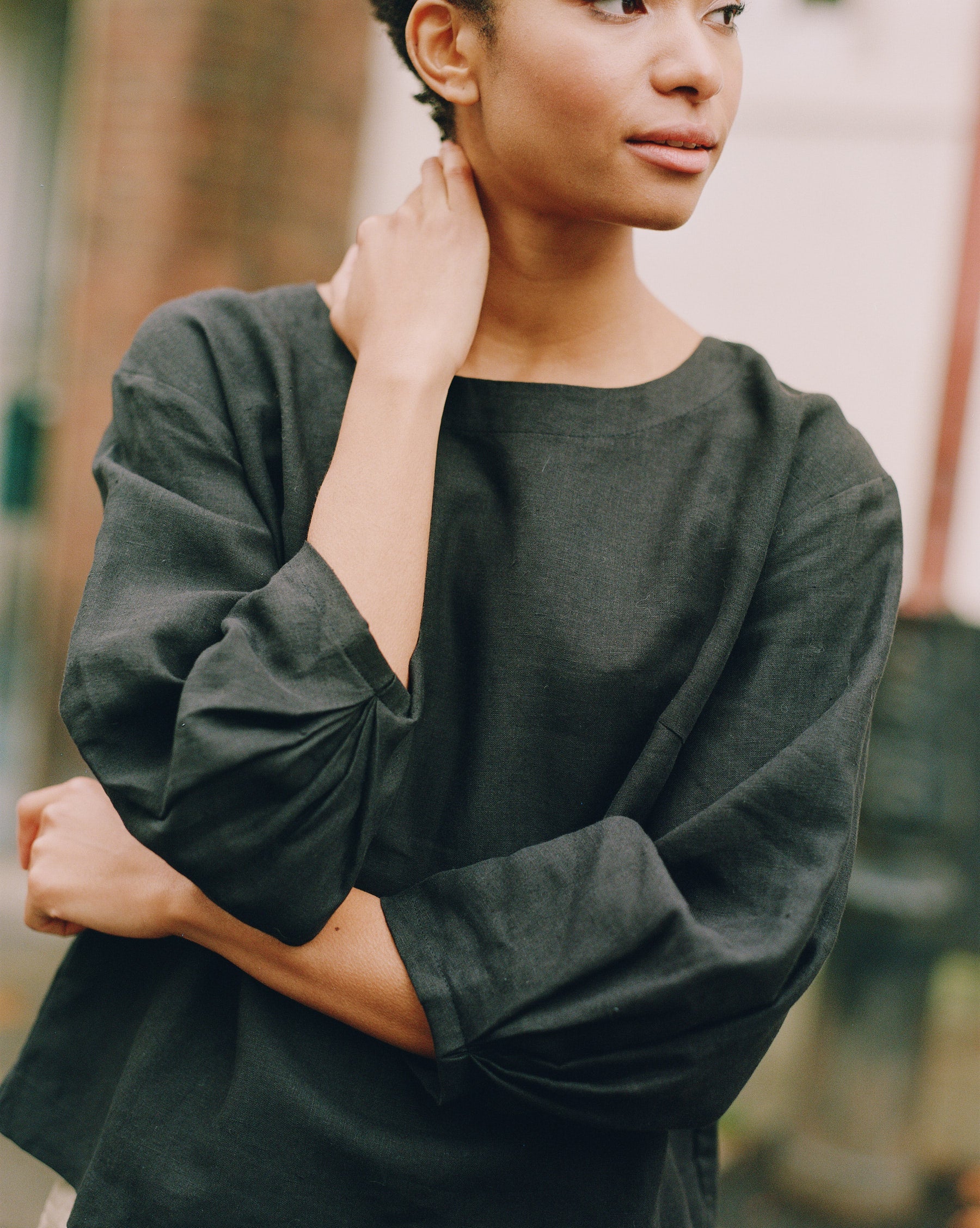 Roxane Linen Blouse - Black