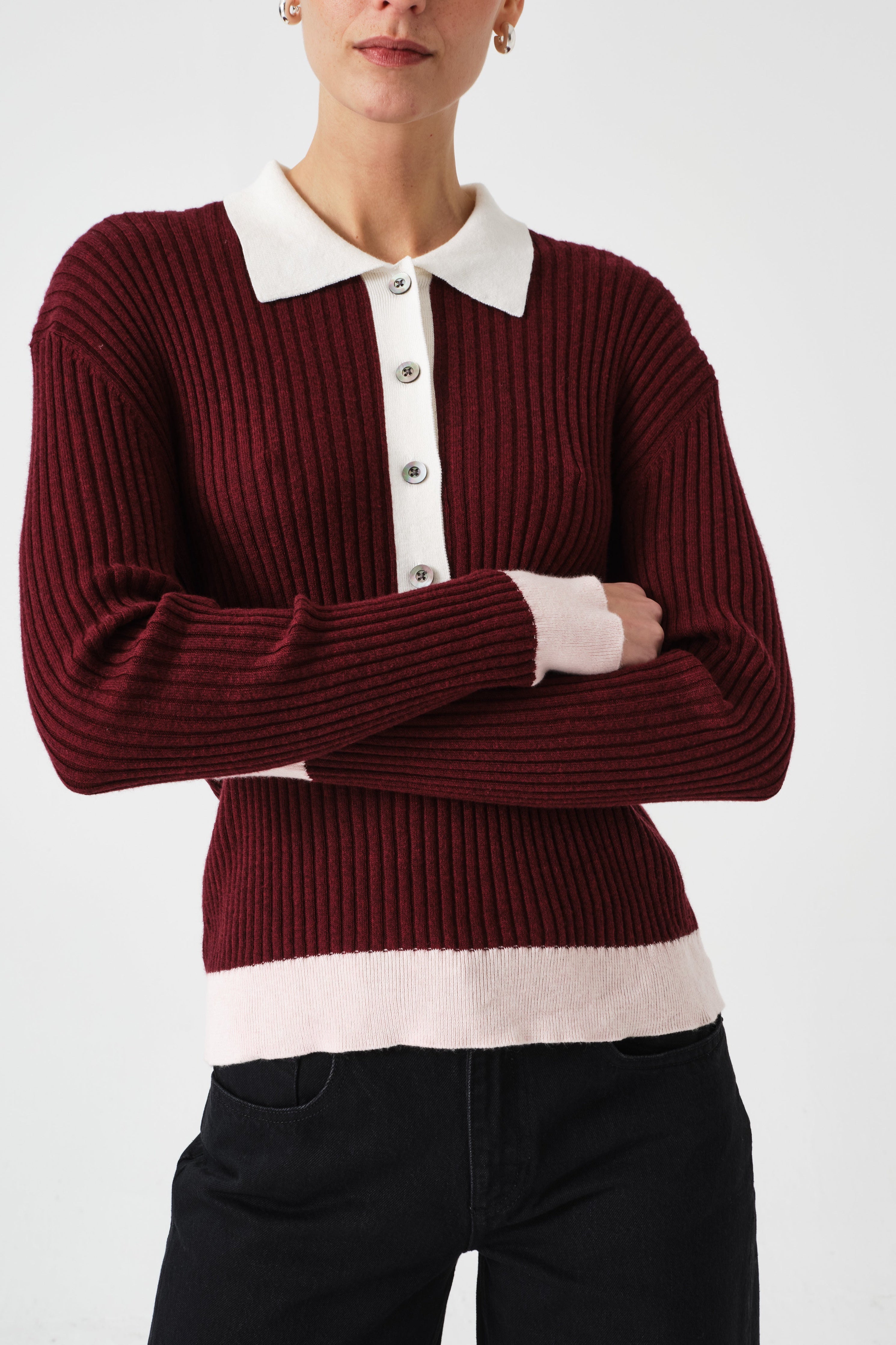 Maude Cashmere Polo in Mulberry