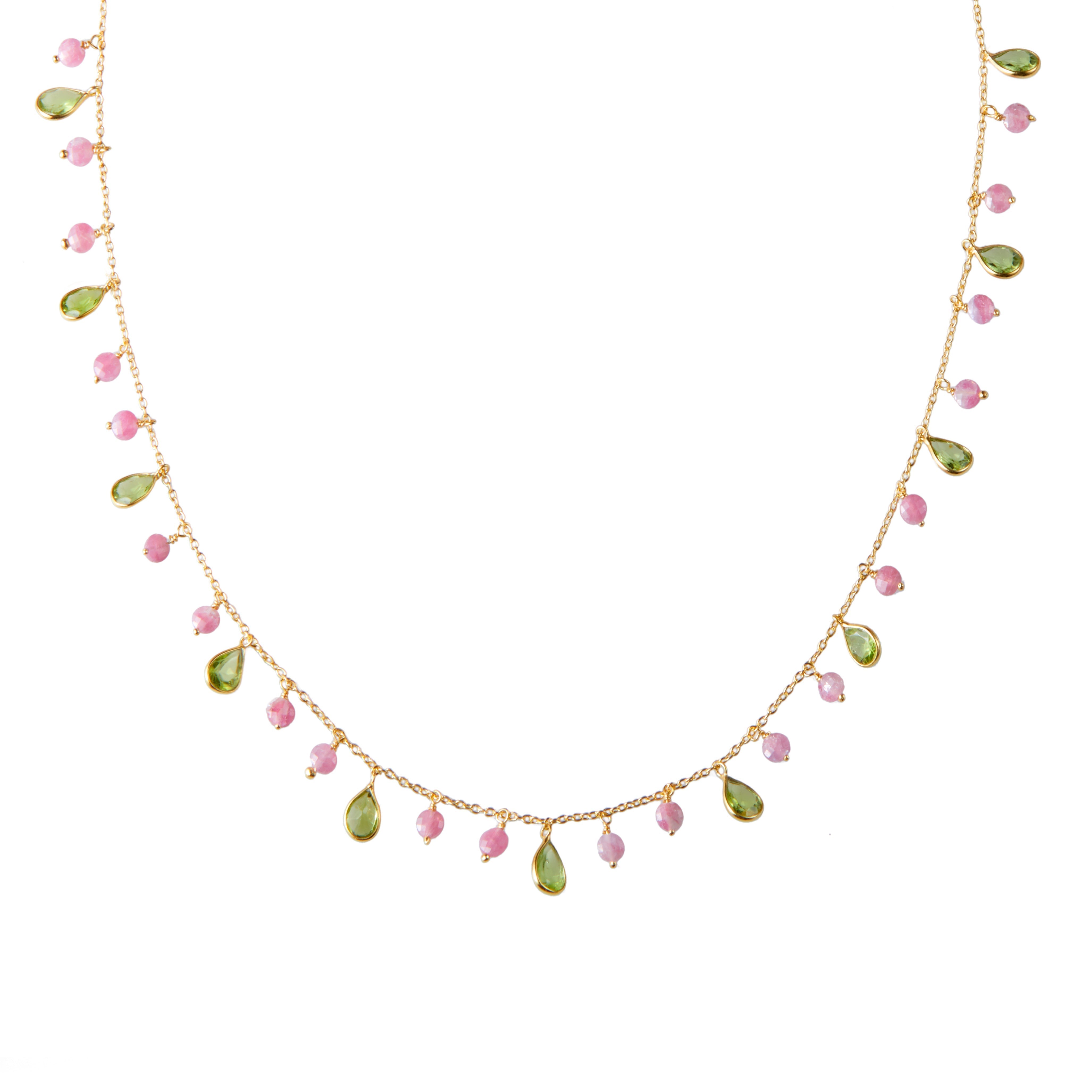 Kiki Necklace in Peridot and Pink Tourmaline
