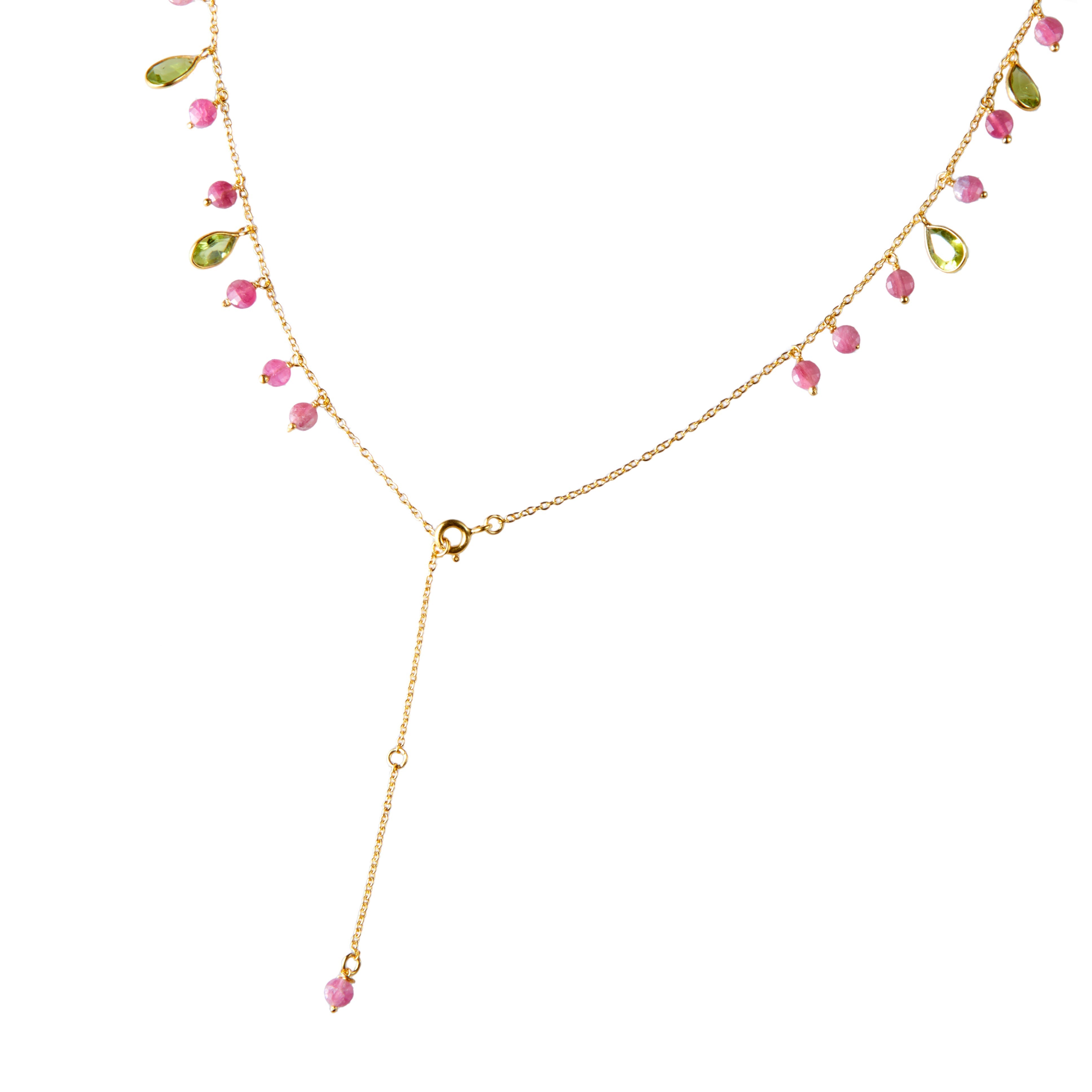 Kiki Necklace in Peridot and Pink Tourmaline