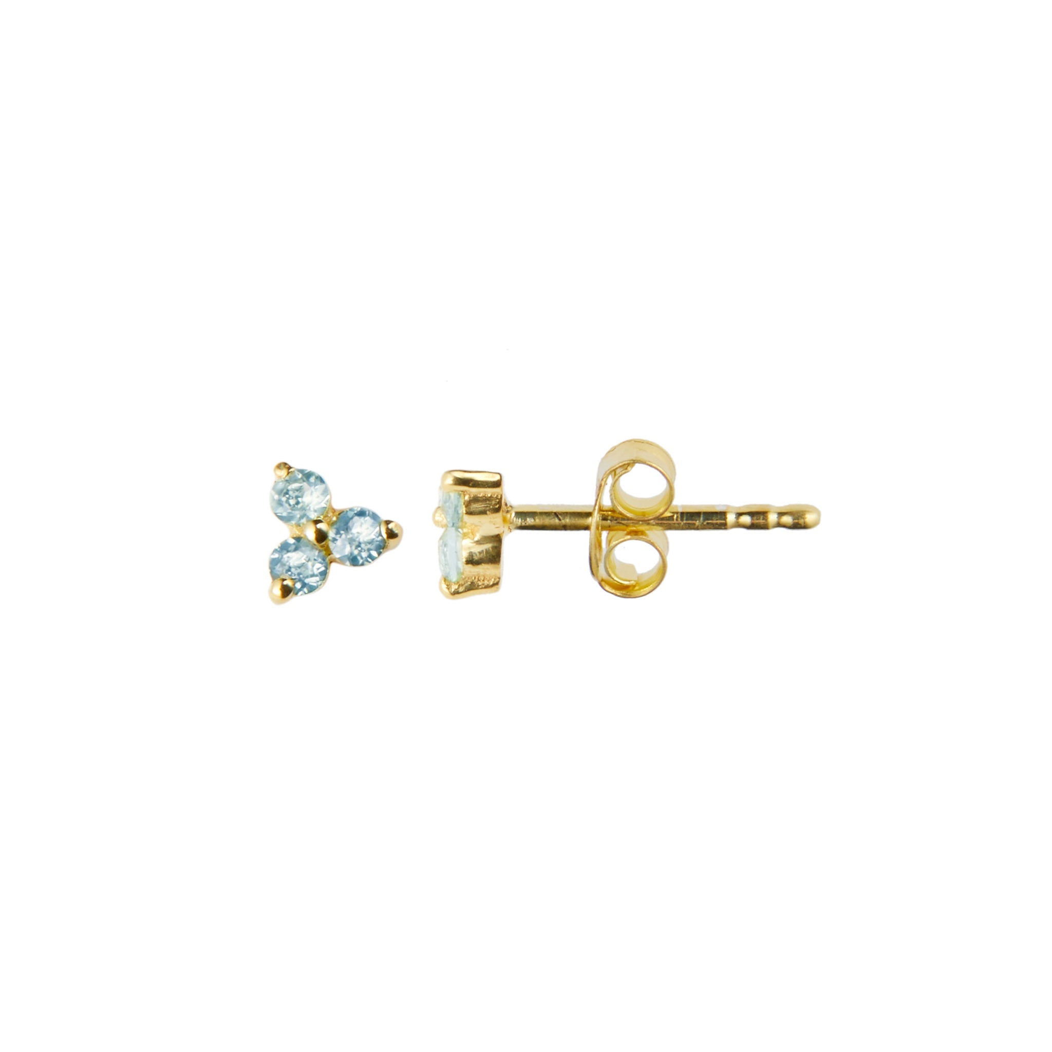 Clover Stud in Gold with Blue Topaz