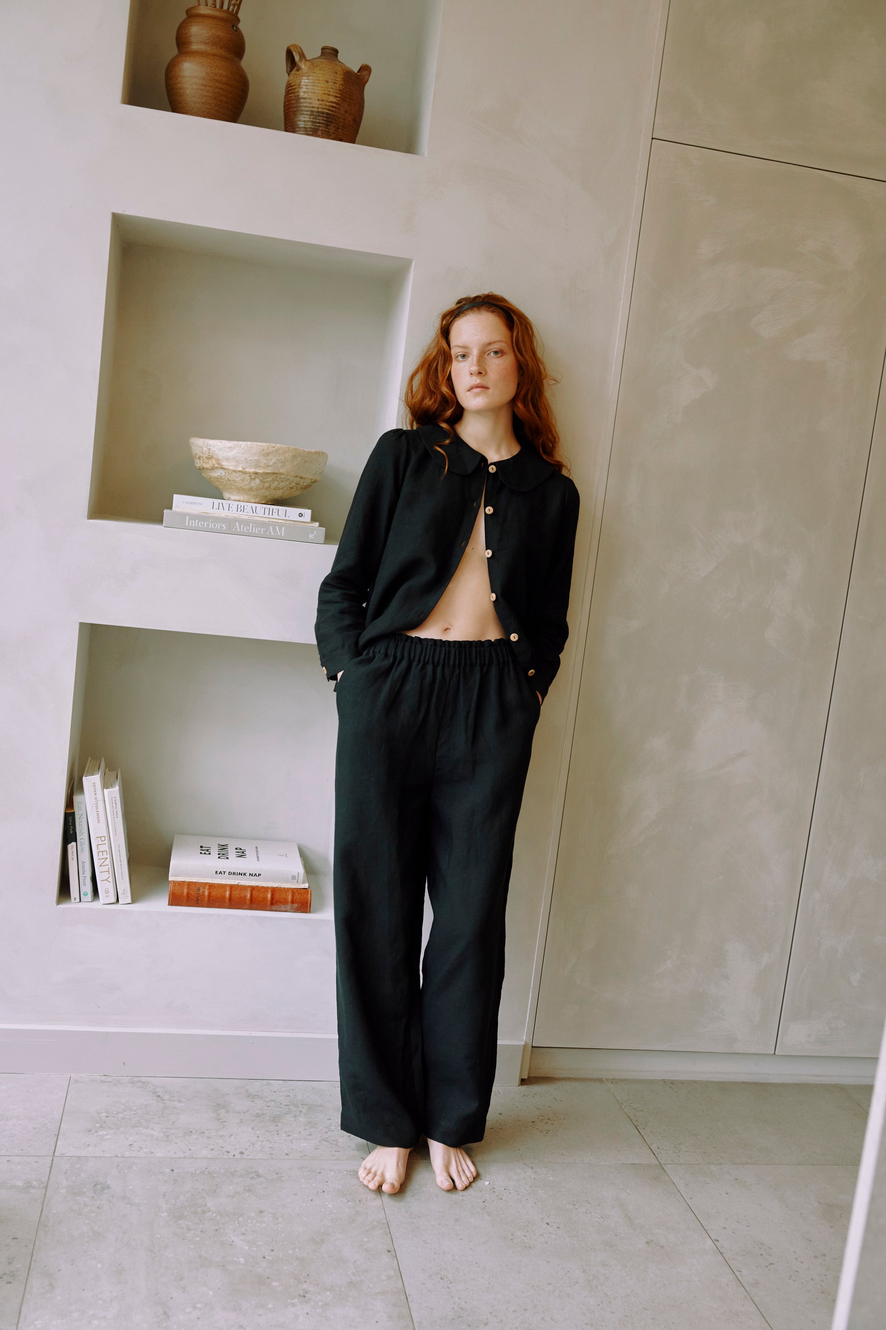 Maya Linen Trousers - Black