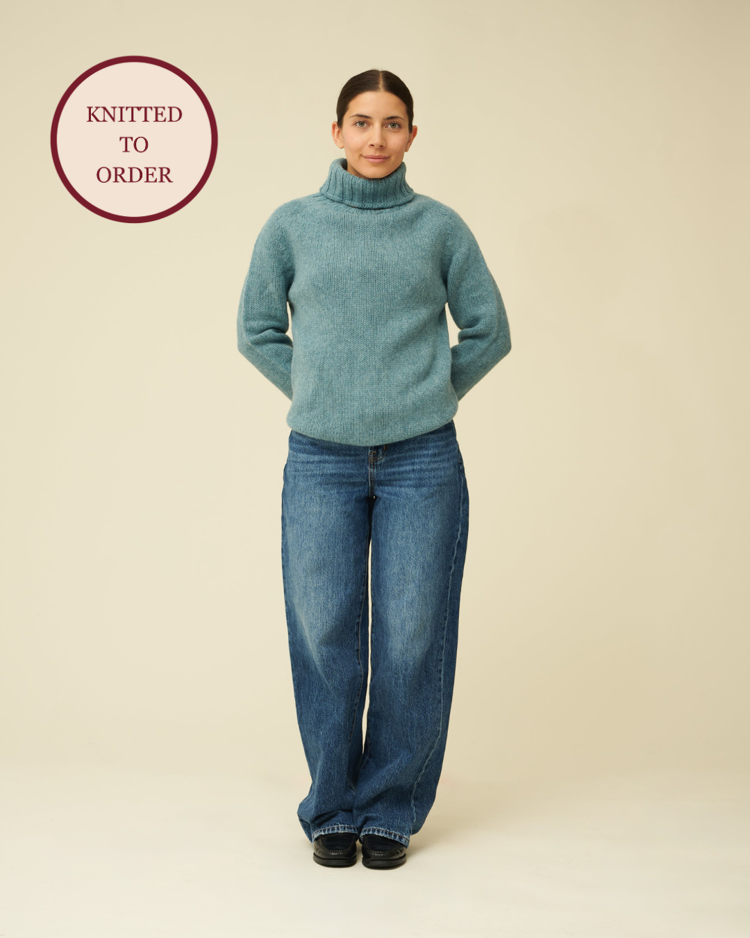 Chunky Merino Lambswool Roll Neck - Helford Green (Knitted-to-Order)