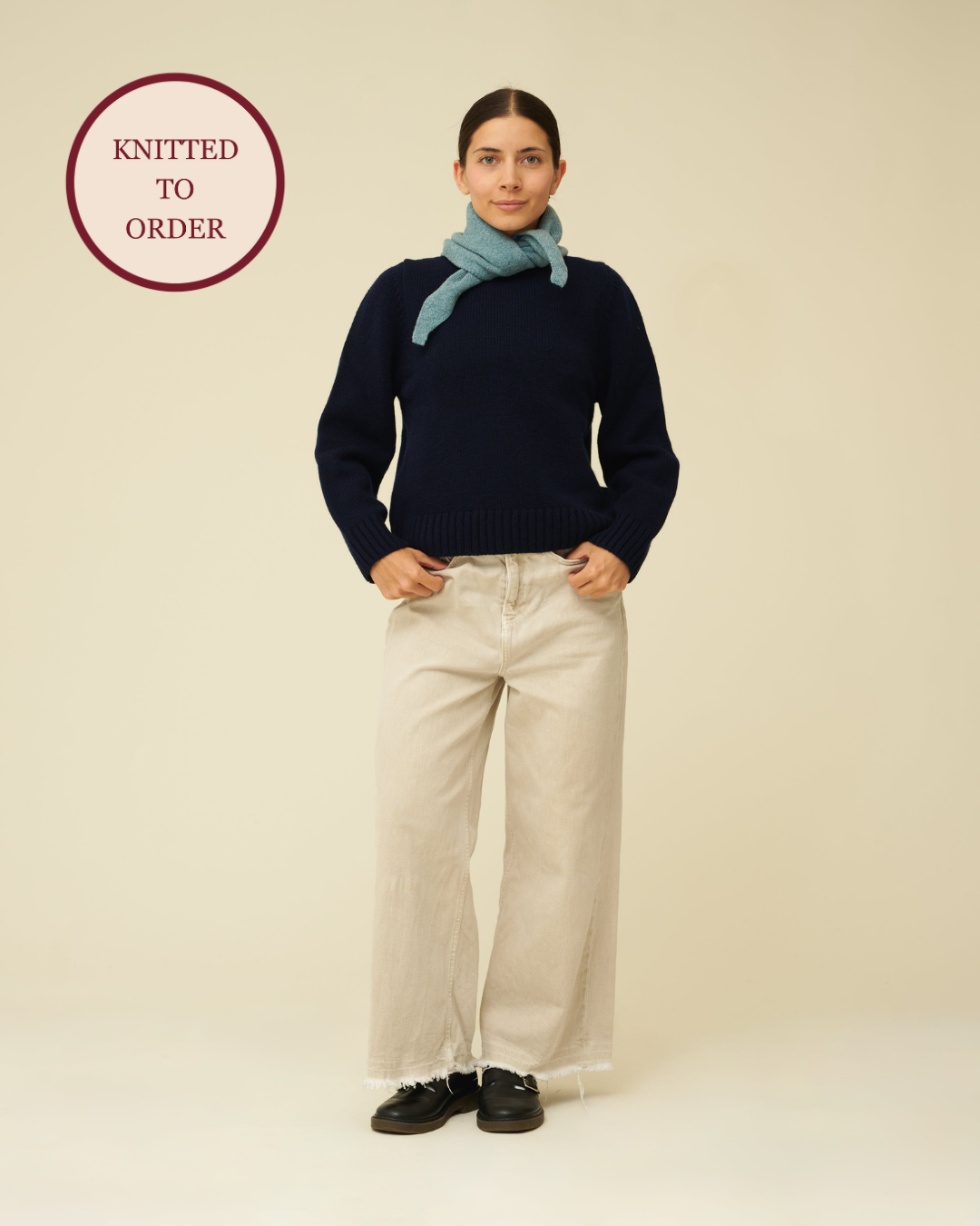 Merino Lambswool Neckerchief - Helford Green (Knitted-to-Order)