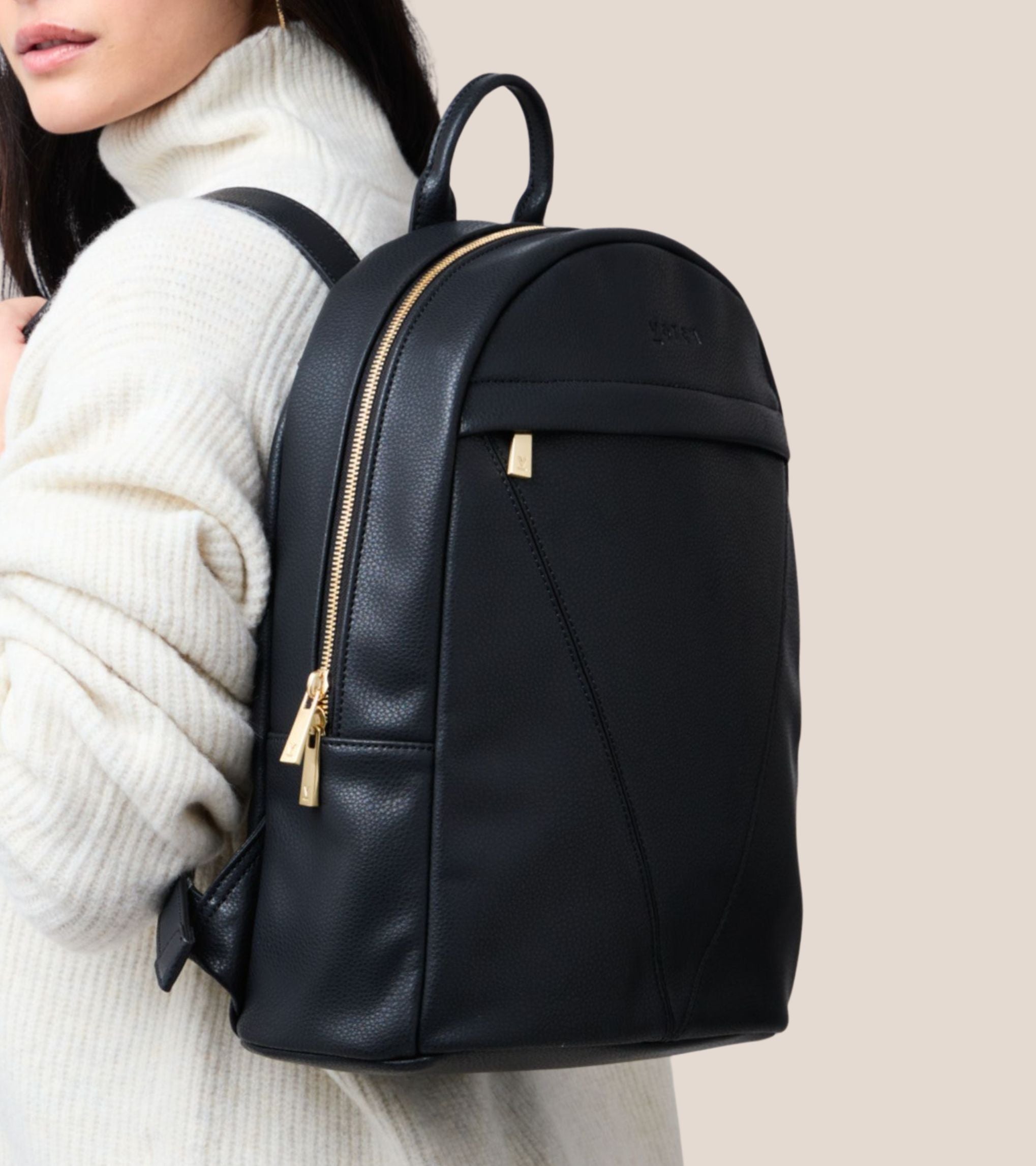 Laurie Vegan Bio-Based Bamboo Leather Backpack in Black