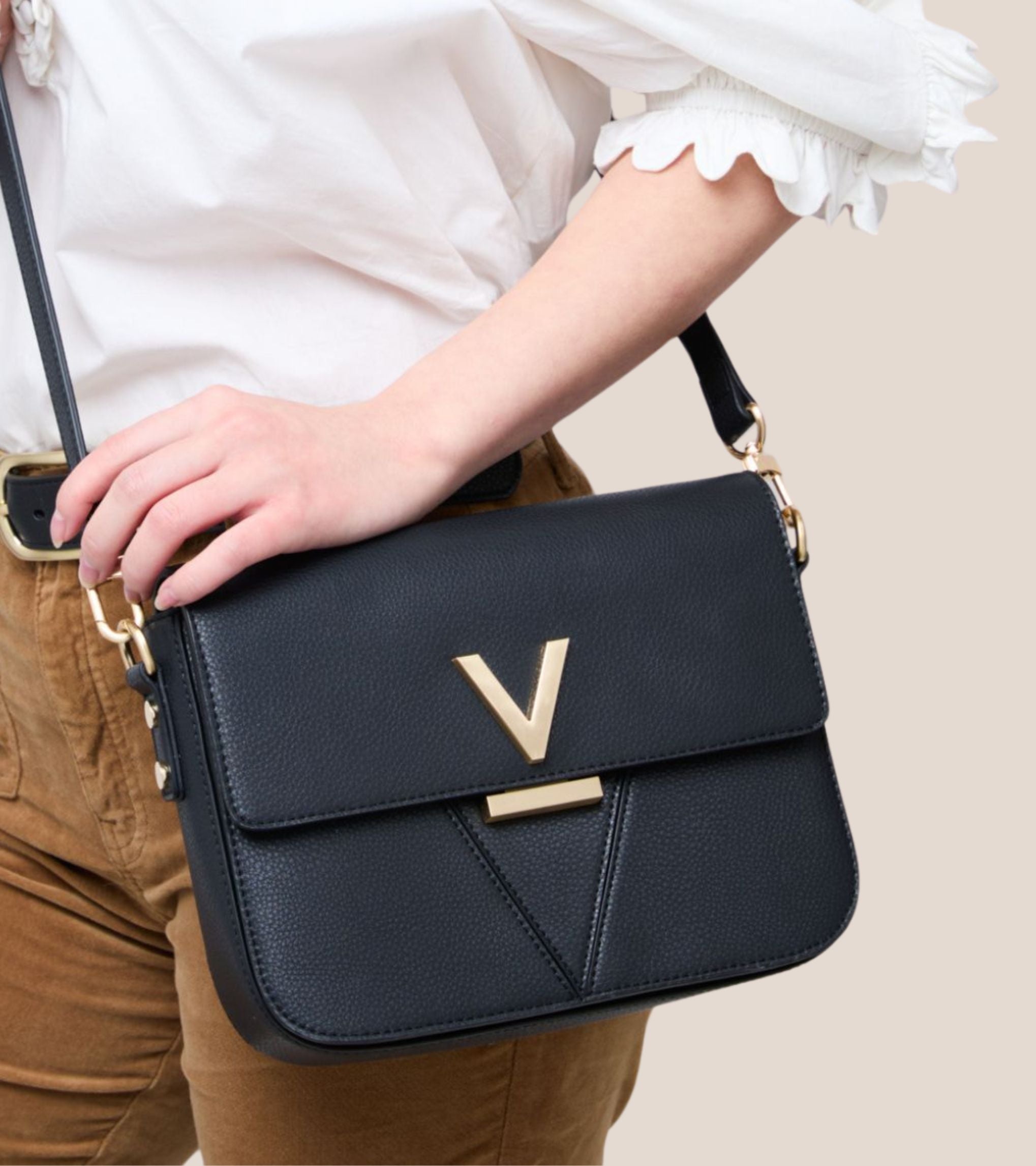 Margot Vegan Bio-Based Bamboo Leather Crossbody in Black