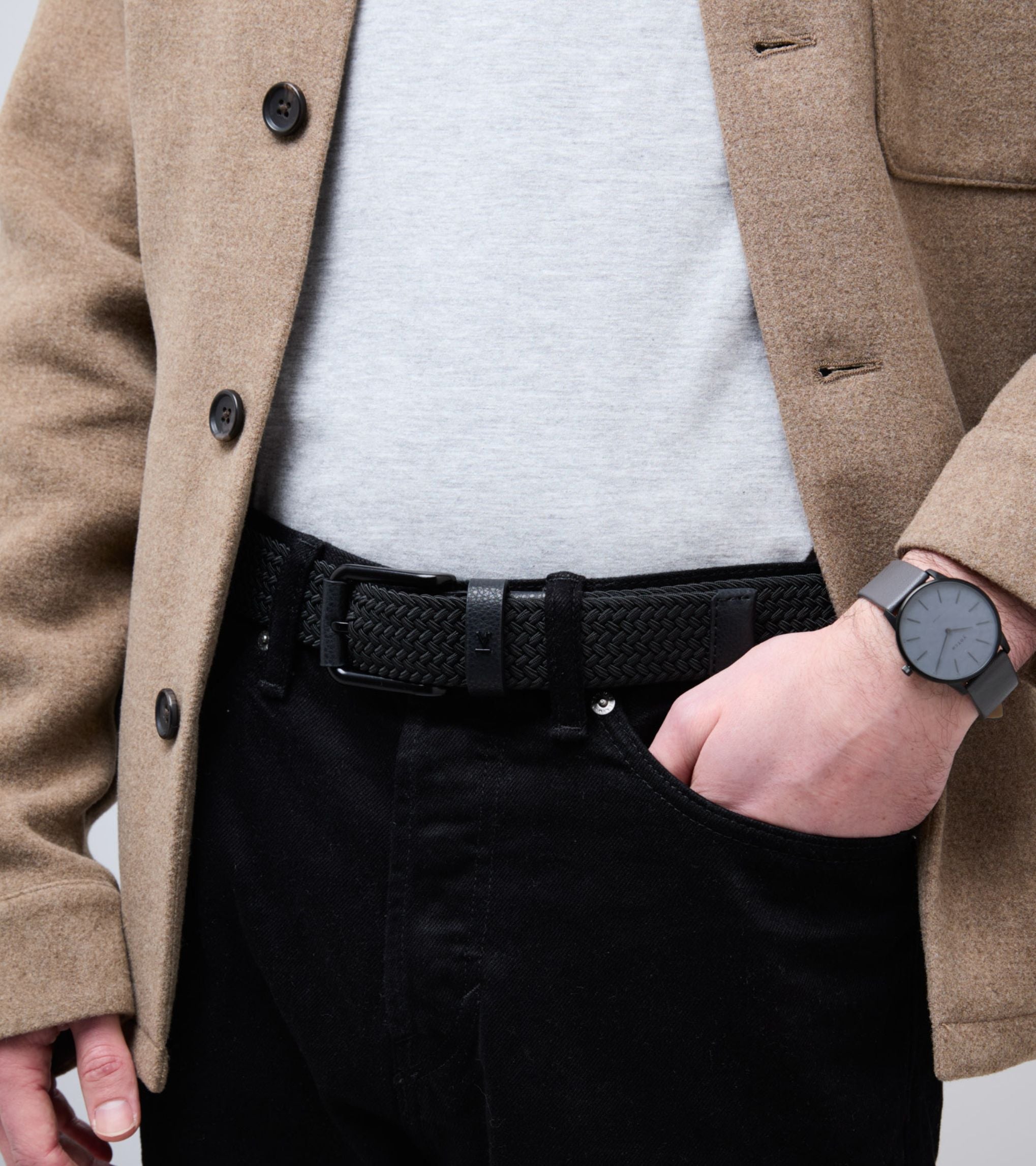 Seb Vegan Bio-Based Bamboo Braided Belt in Black