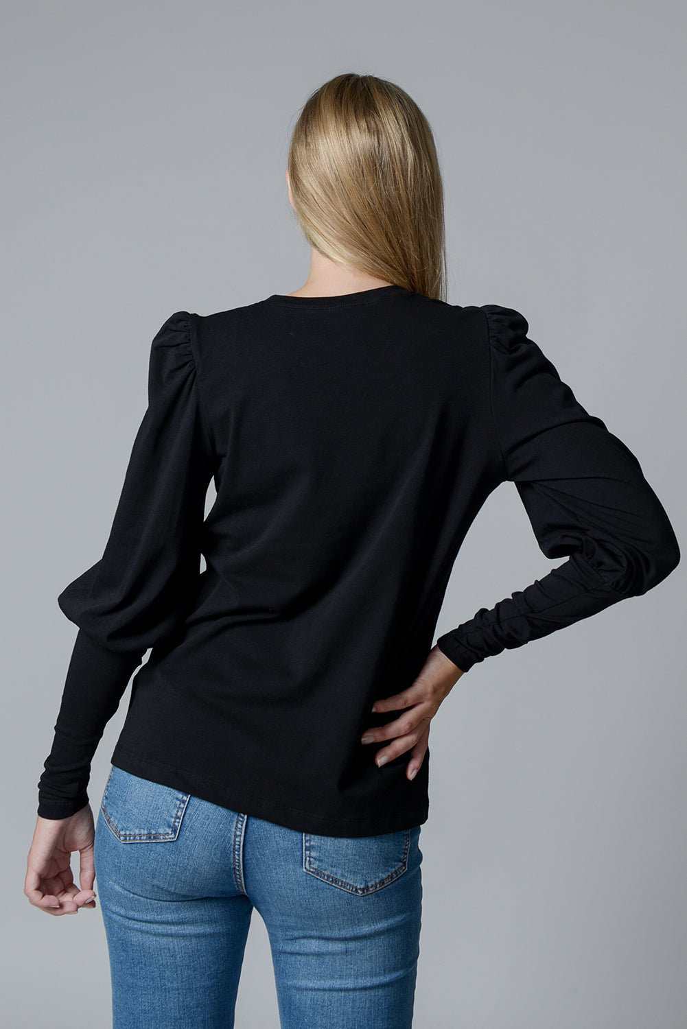 DIANA-CREW NECK LONG PUFF SLEEVE T-SHIRT WITH NARROW ARMS