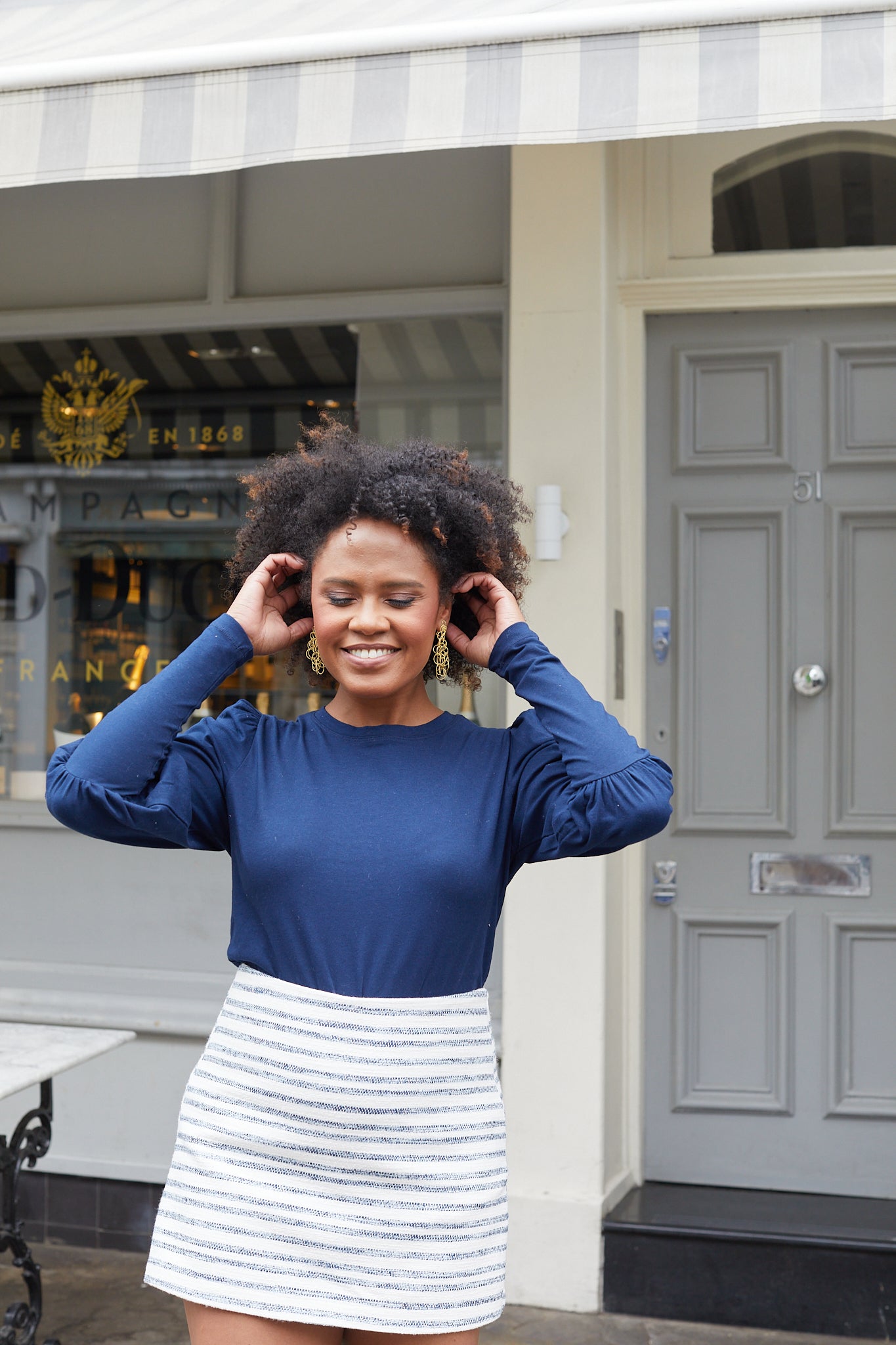 DIANA-CREW NECK LONG PUFF SLEEVE T-SHIRT WITH NARROW ARMS