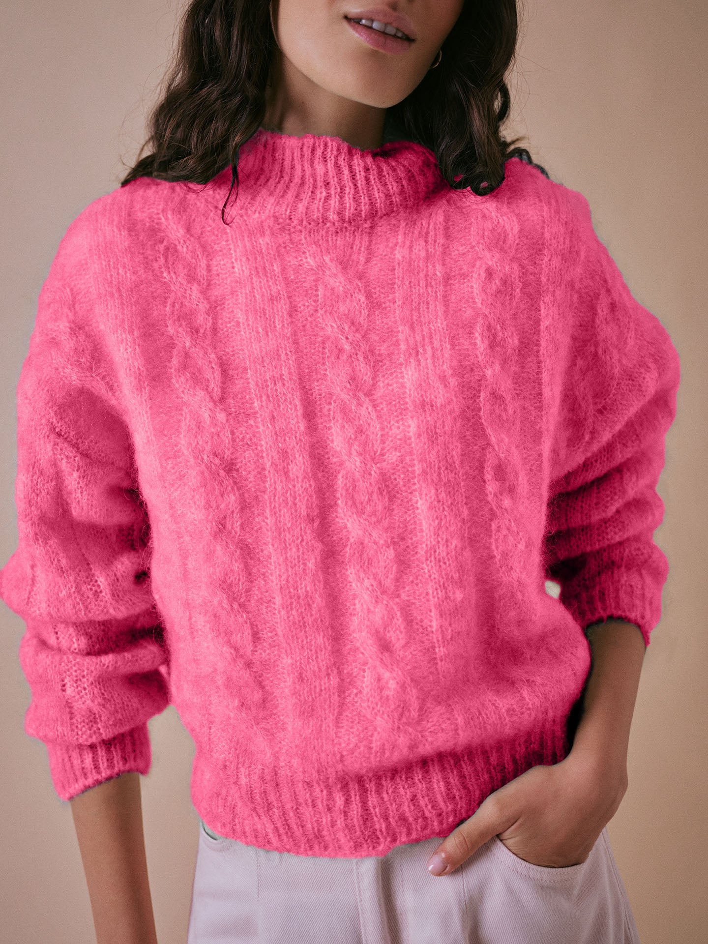 Hari High Neck Italian Cable Jumper