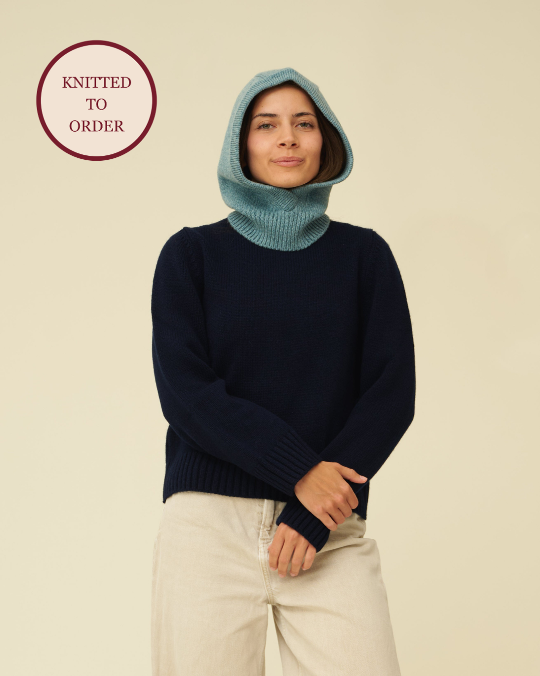 Merino Lambswool Hood - Helford Green (Knitted-to-Order)