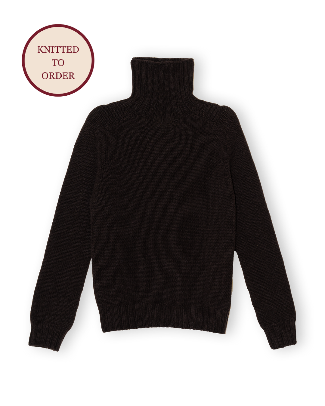 Chunky Merino Lambswool Roll Neck - Dark Brown (Knitted-to-Order)