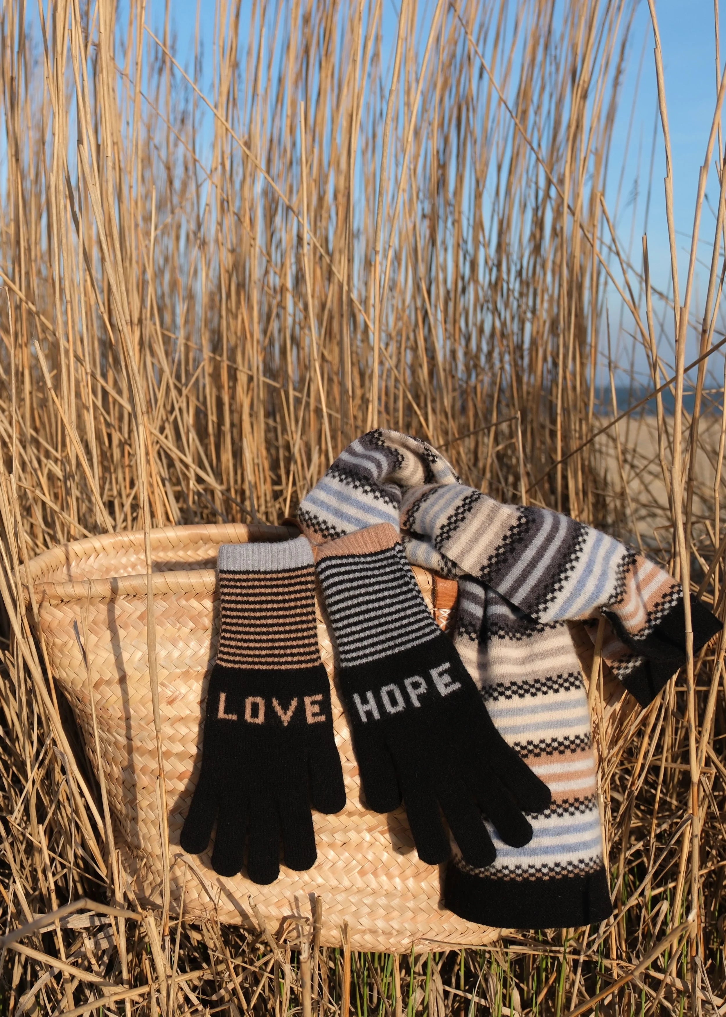 Love and Hope Gloves in Fossil Colours