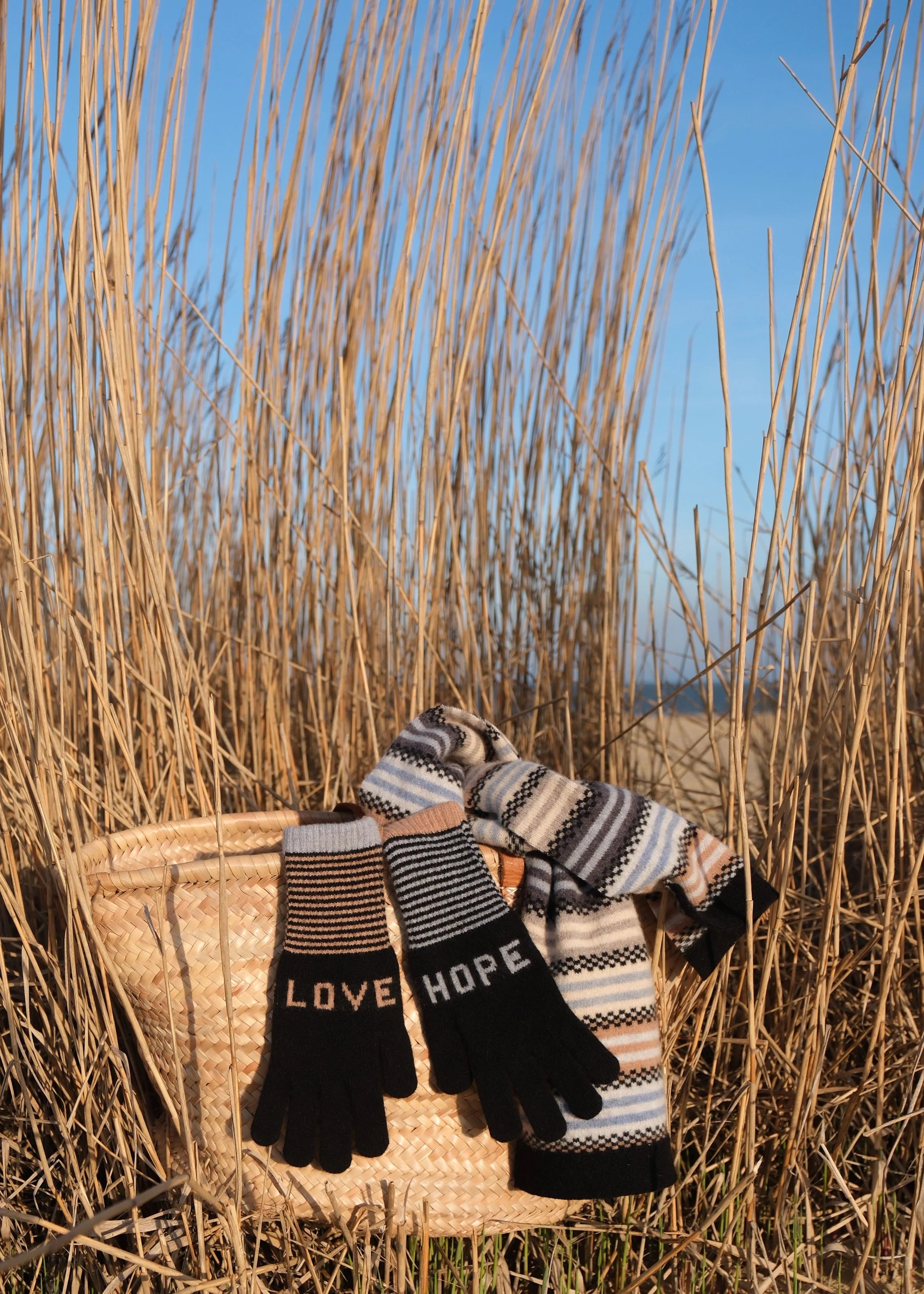 Love and Hope Gloves in Fossil Colours