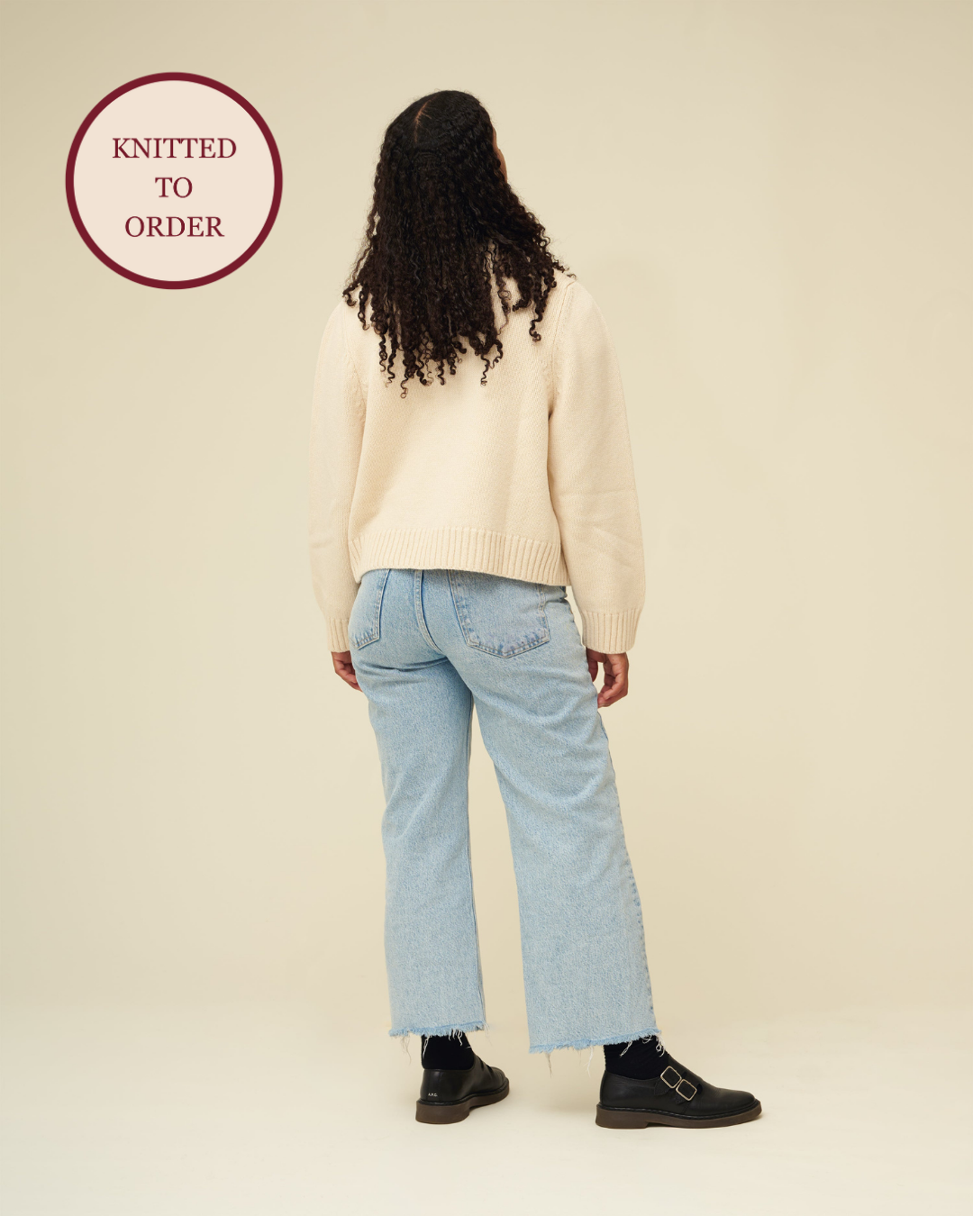 Merino Lambswool Cardigan - Ecru (Knitted-to-Order)