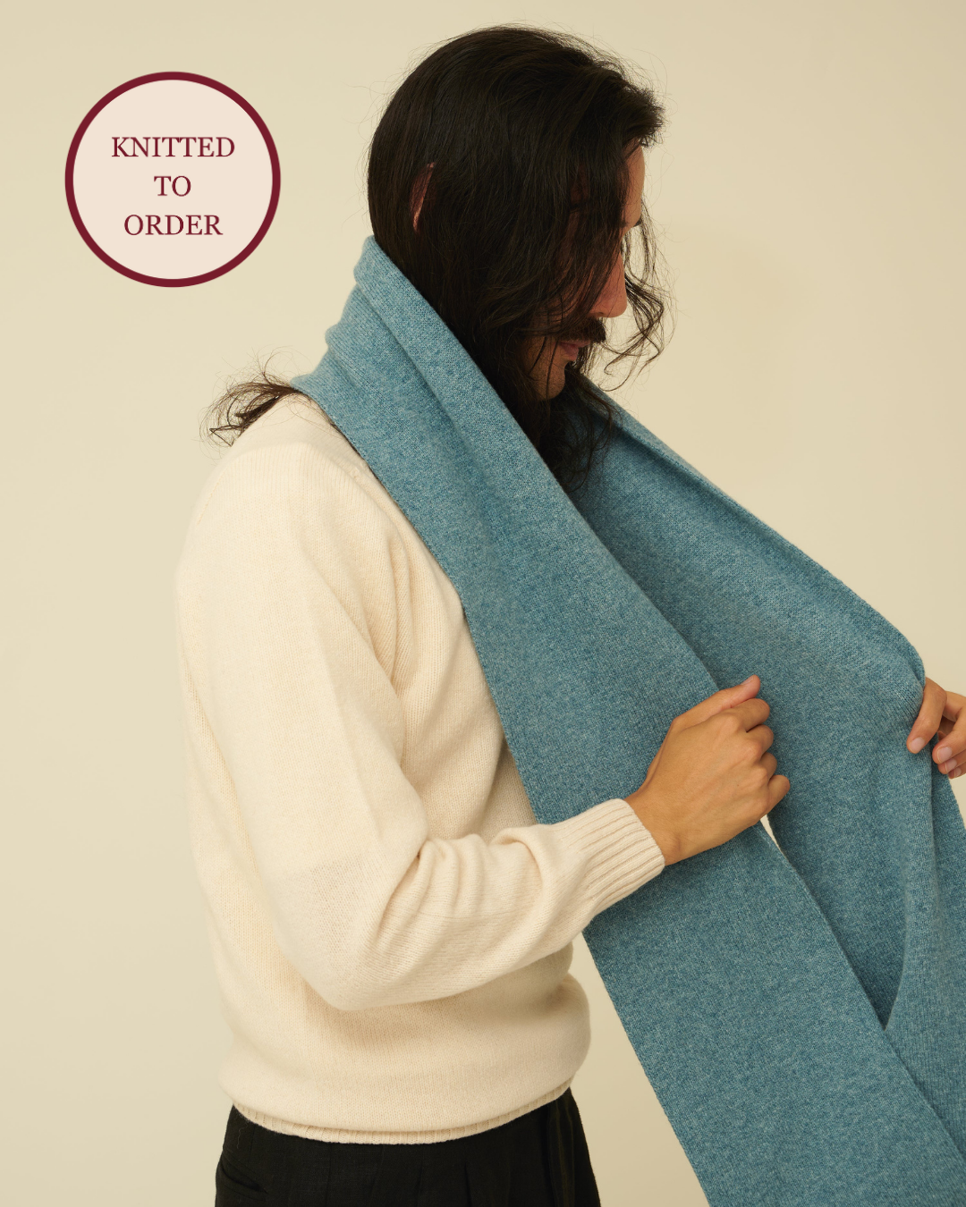 Merino Lambswool Scarf - Helford Green (Knitted-to-Order)