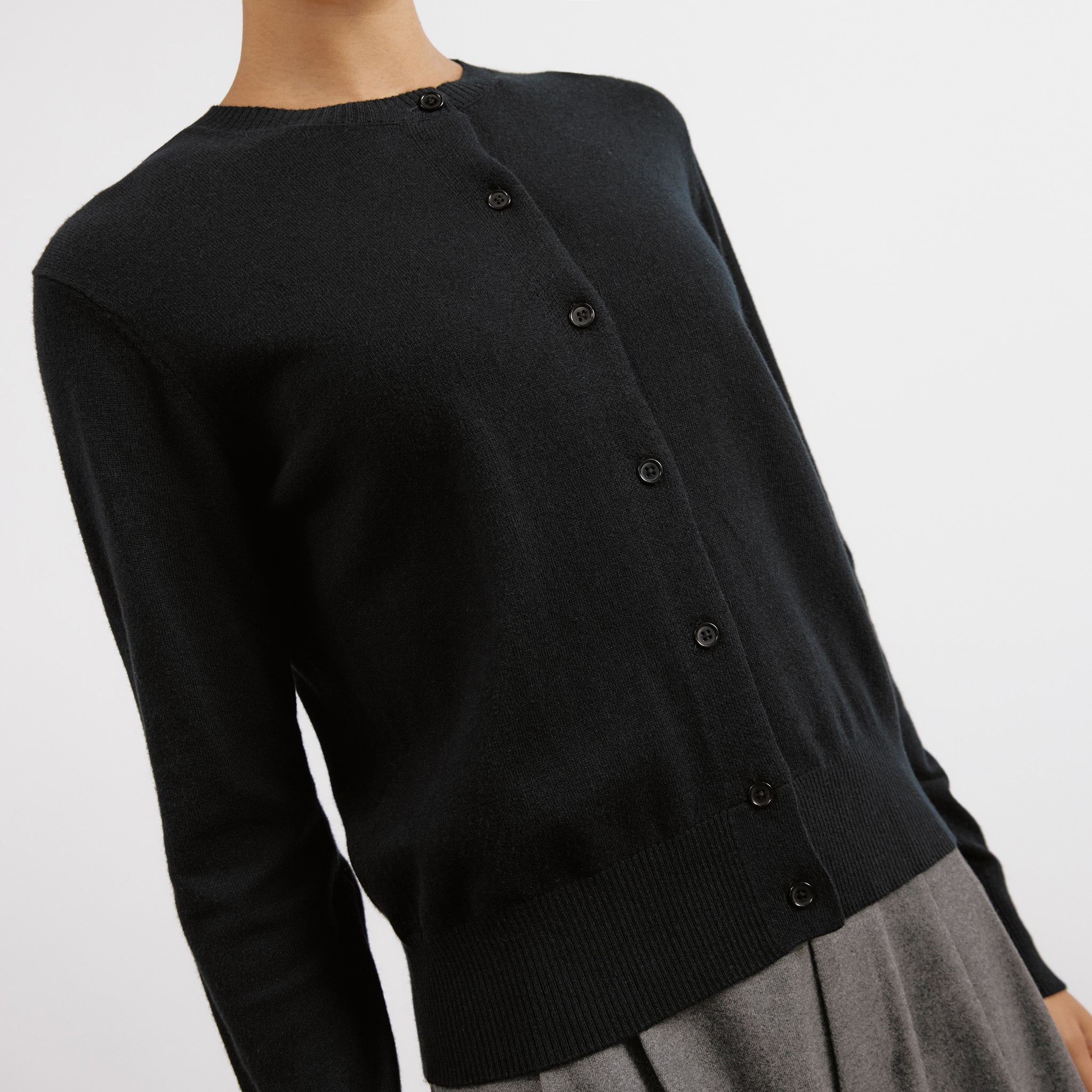 Black Cotton and Cashmere Blend Cardigan