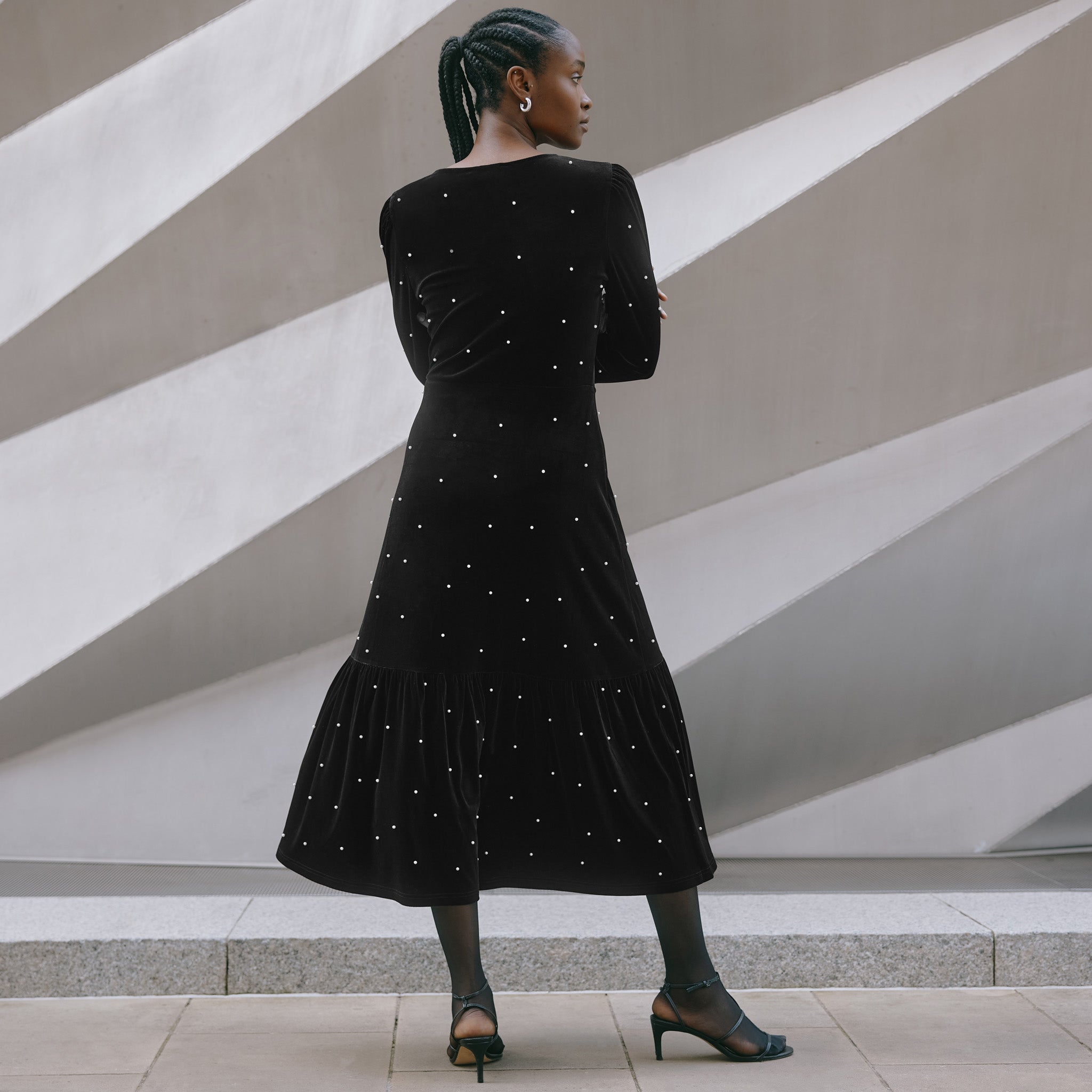 Velvet and Pearl Midi Dress