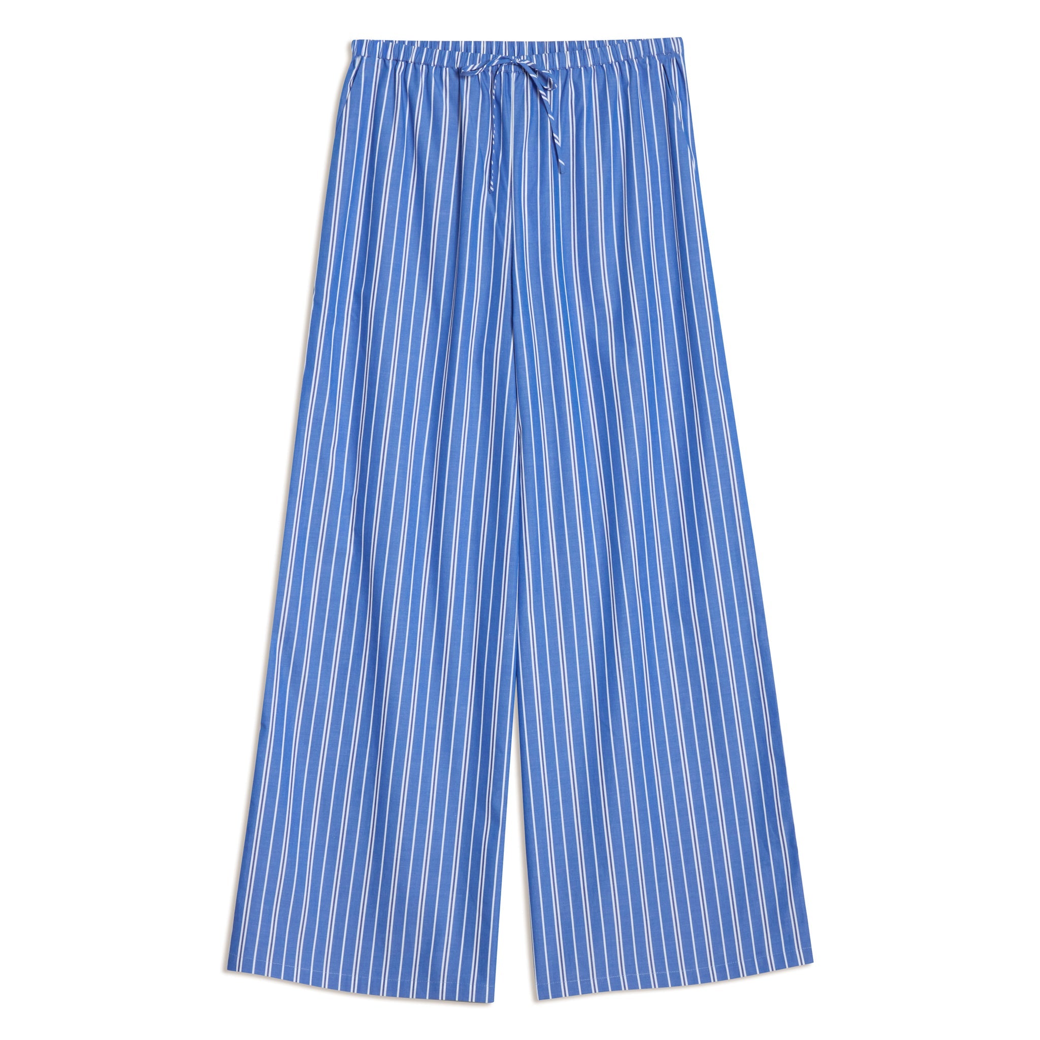 Blue Stripe Cotton Drawstring Trouser