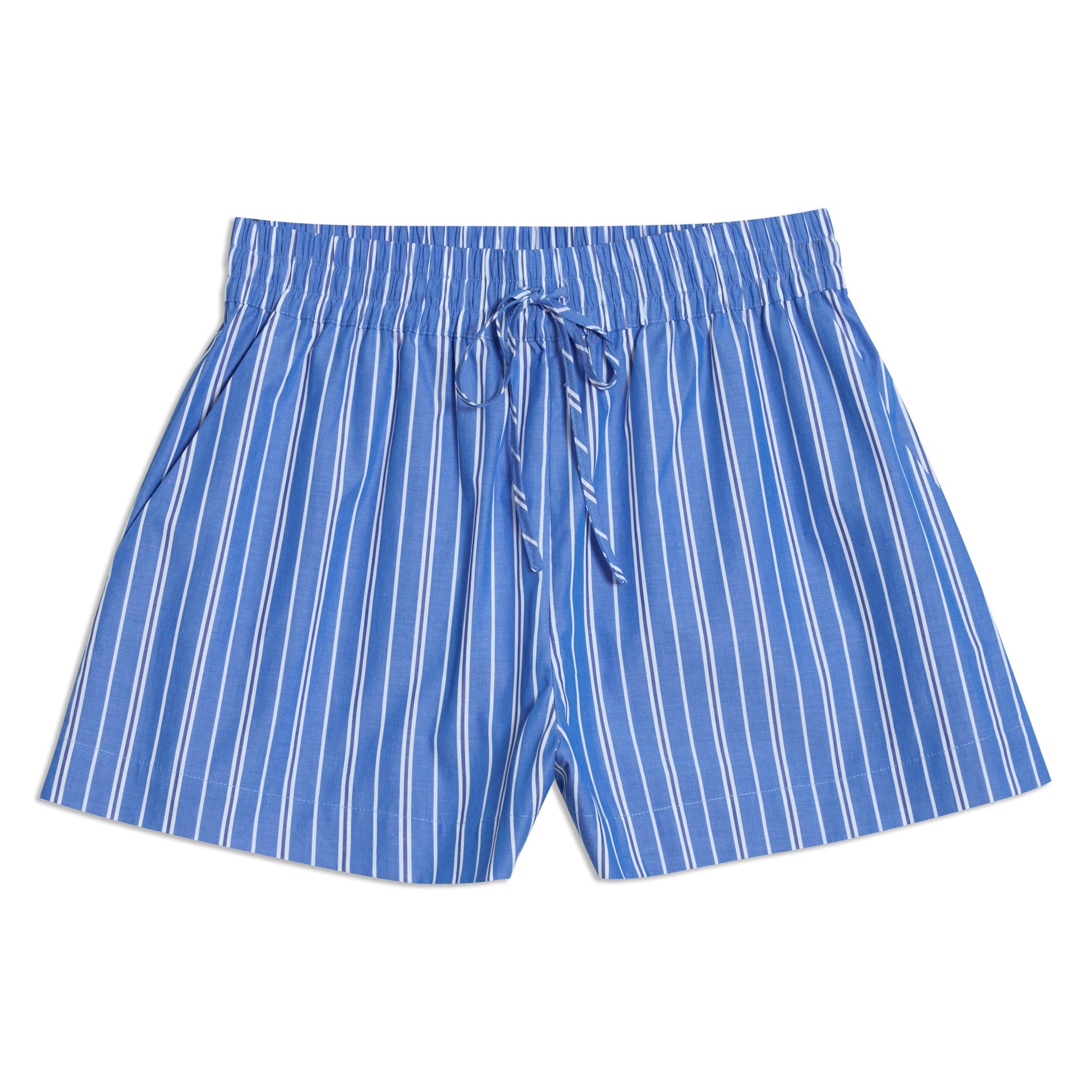 Blue Stripe Drawstring Shorts