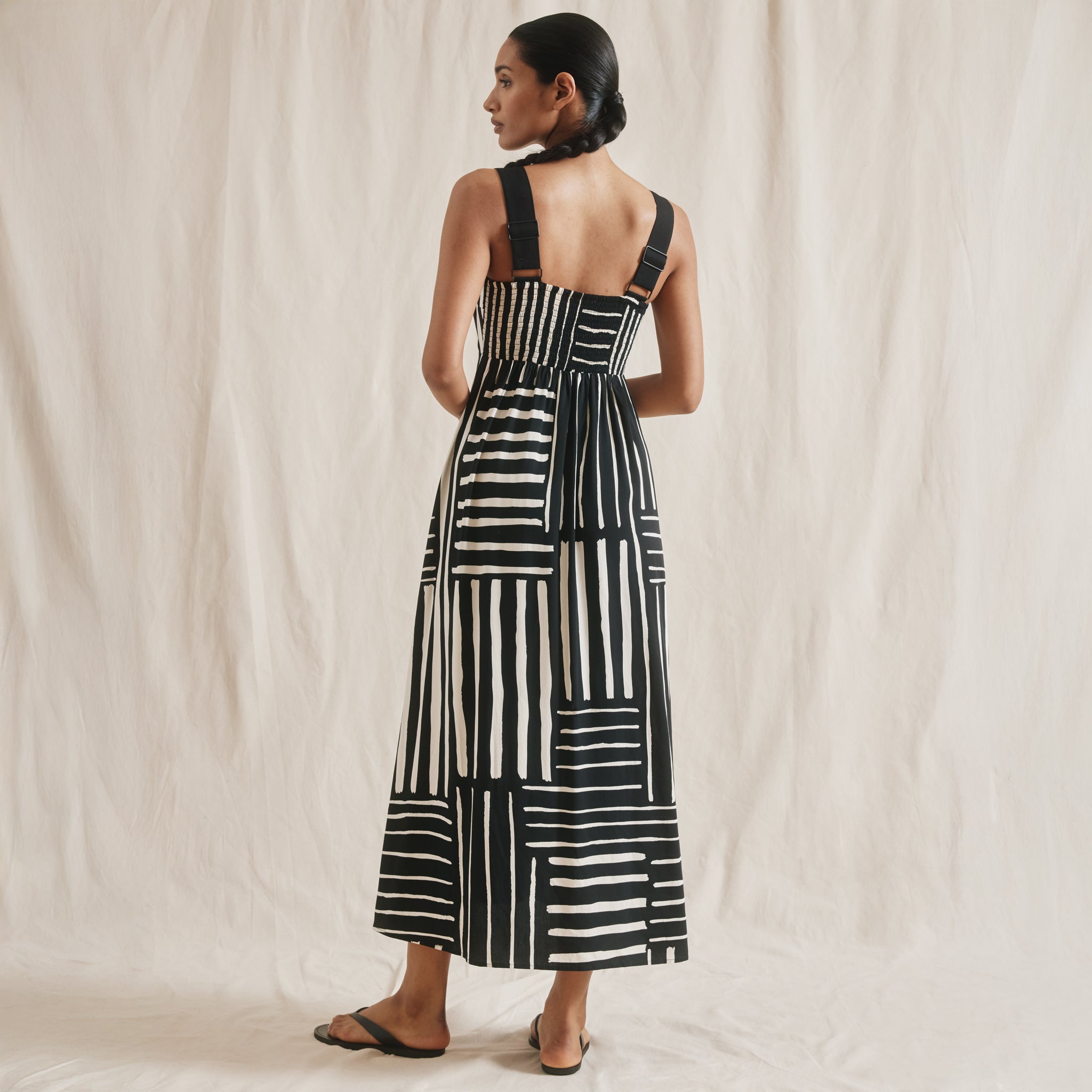 Patchwork Stripe Wide Strap Sundress