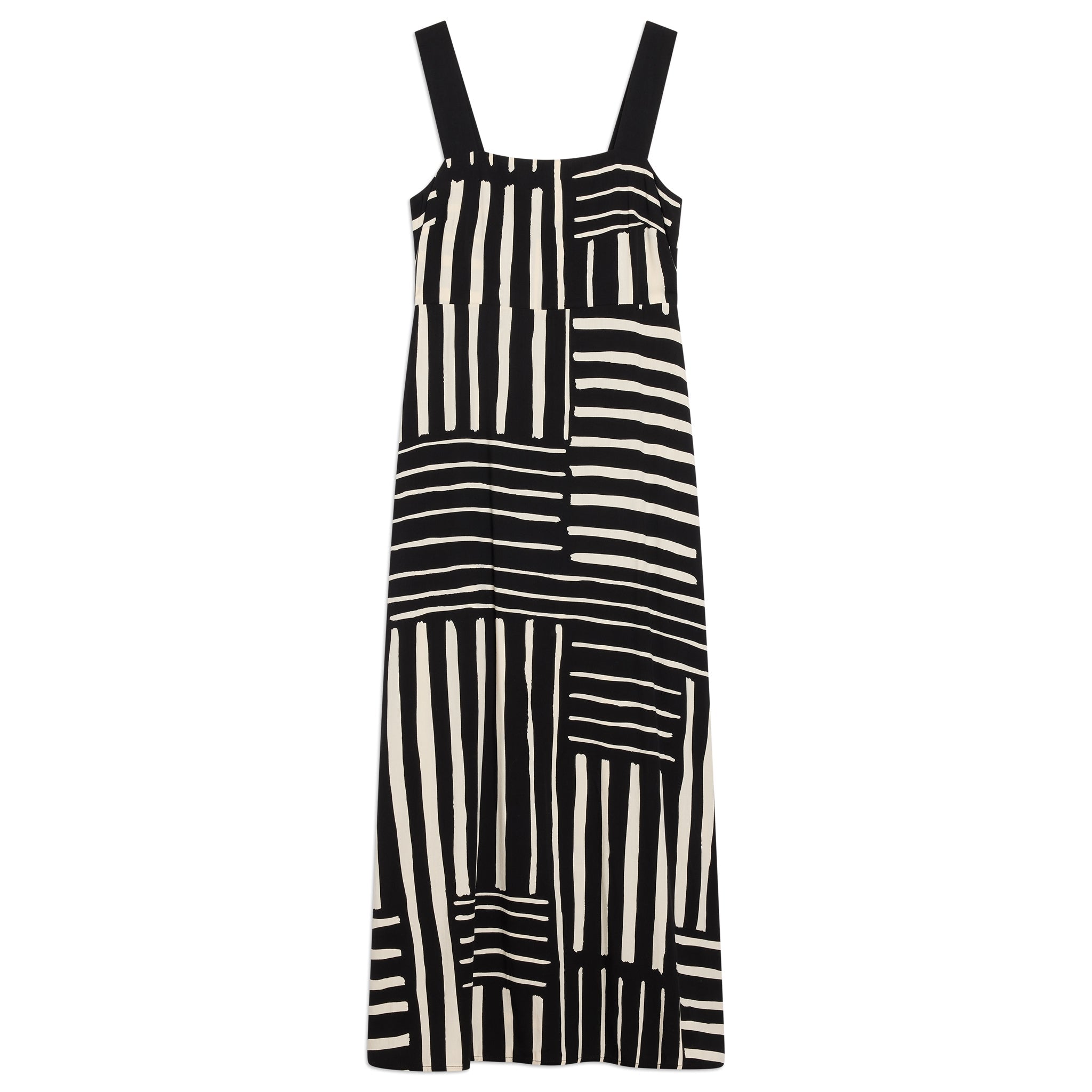Patchwork Stripe Wide Strap Sundress