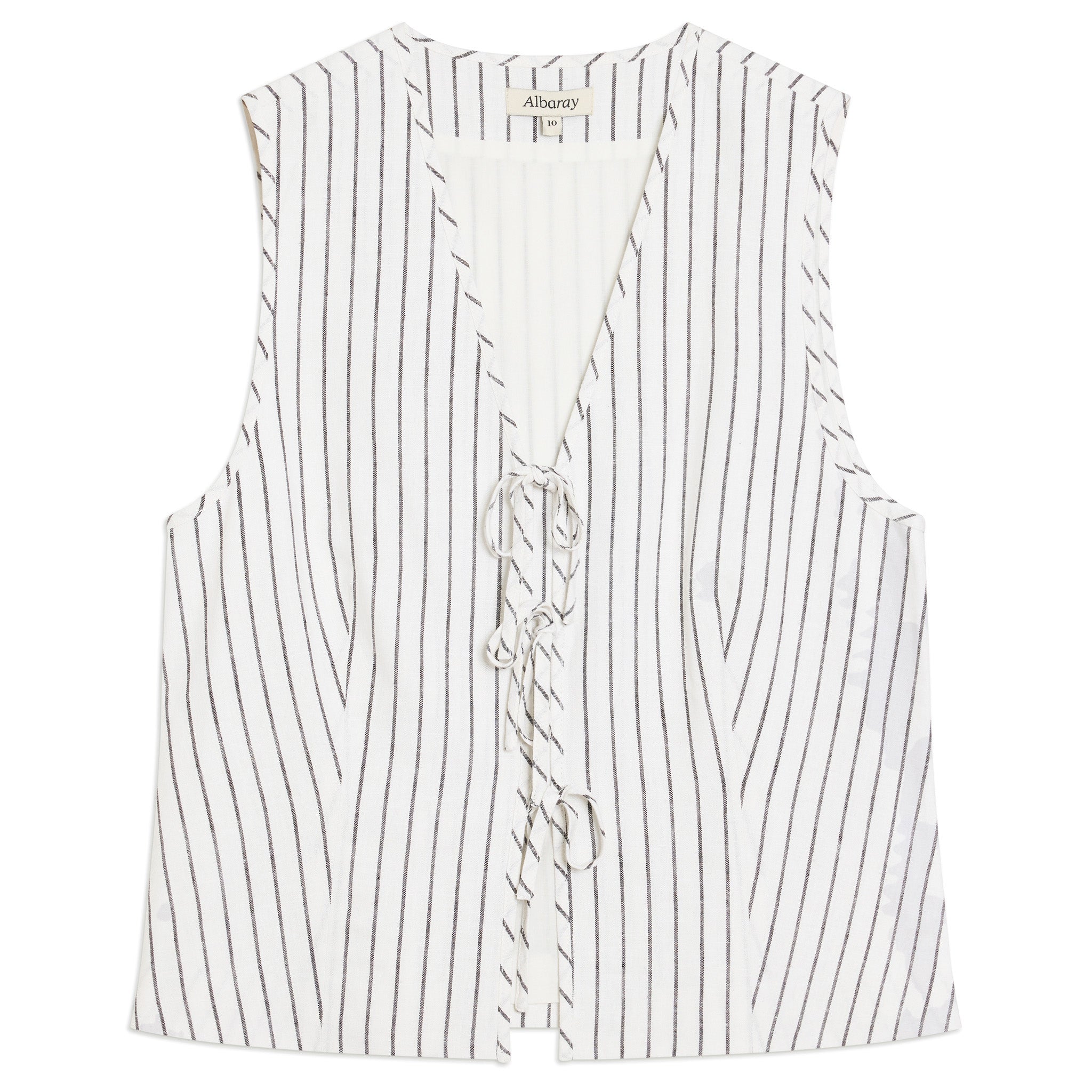 Stripe Linen Blend Tie Waistcoat