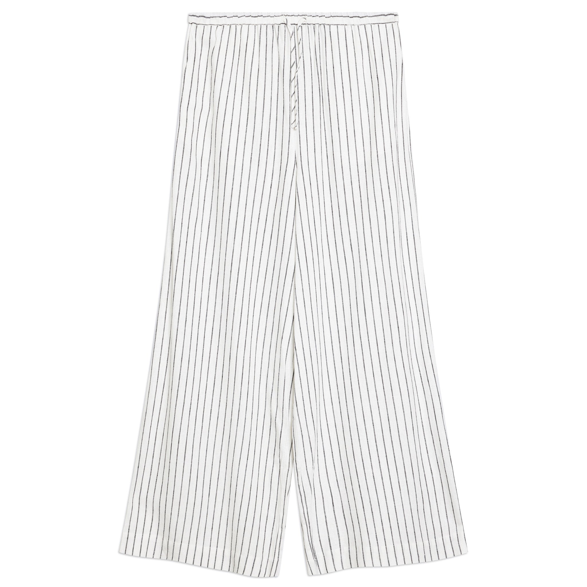 Stripe Linen Blend Drawstring Trousers