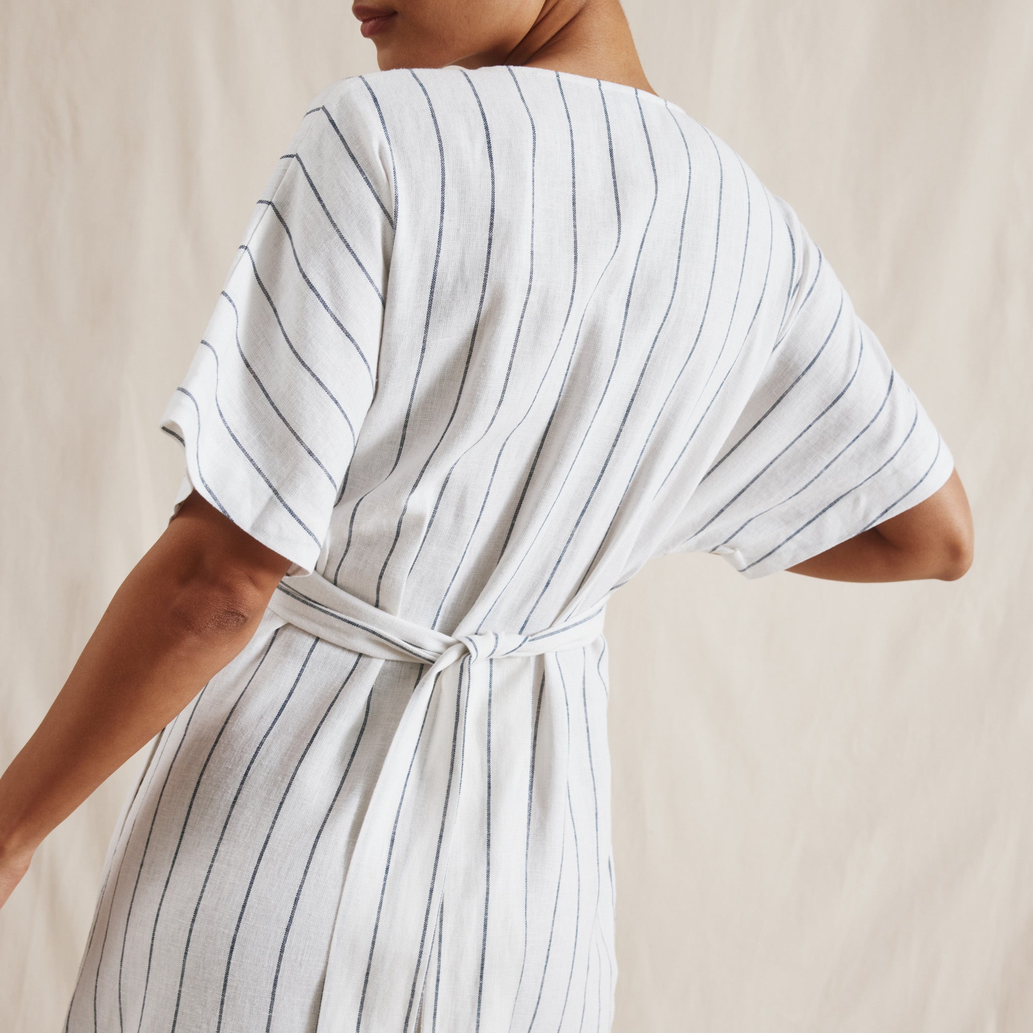Linen Blend Twist Detail Dress