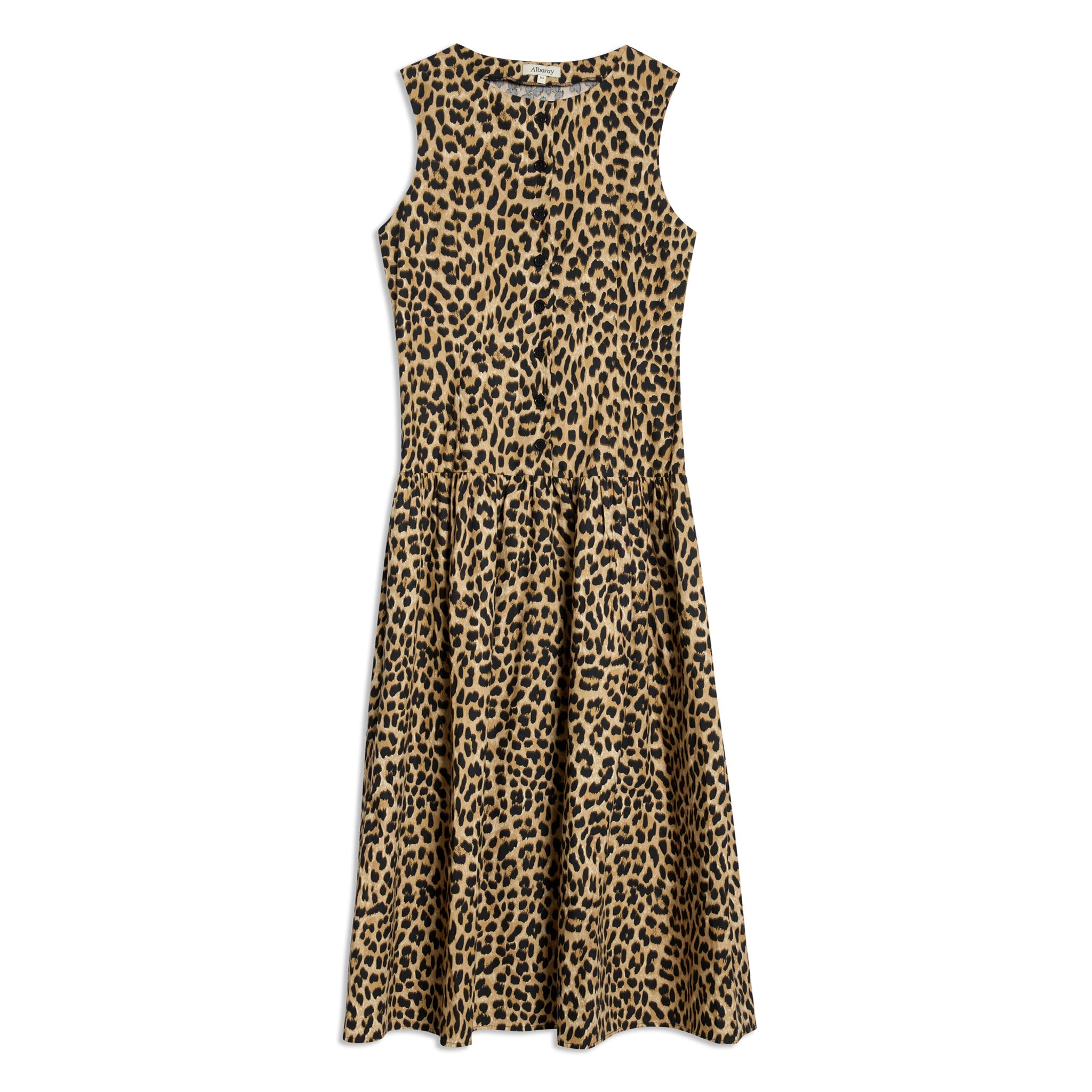 Animal Drop Waist Button Dress