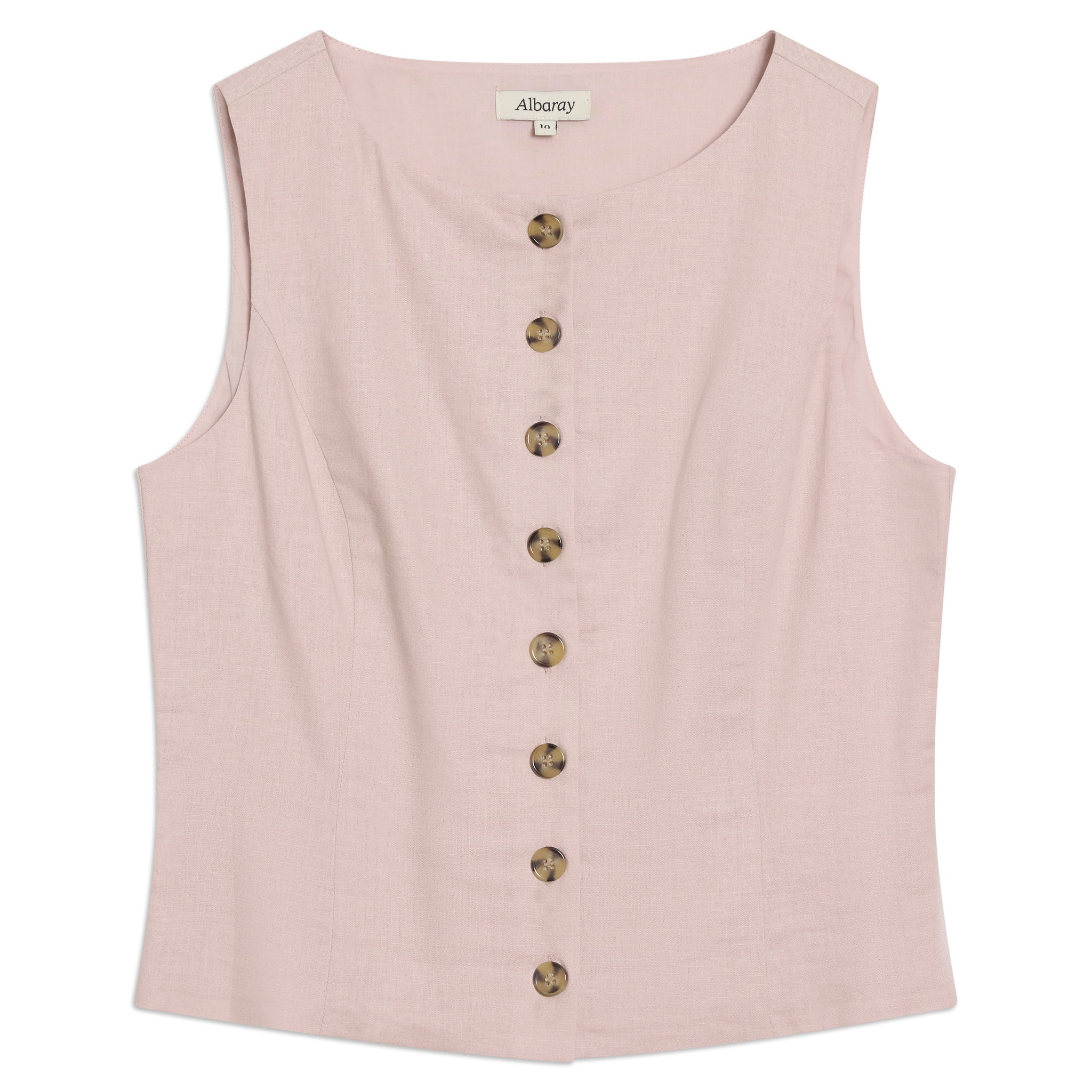 Linen Blend Button Through Top