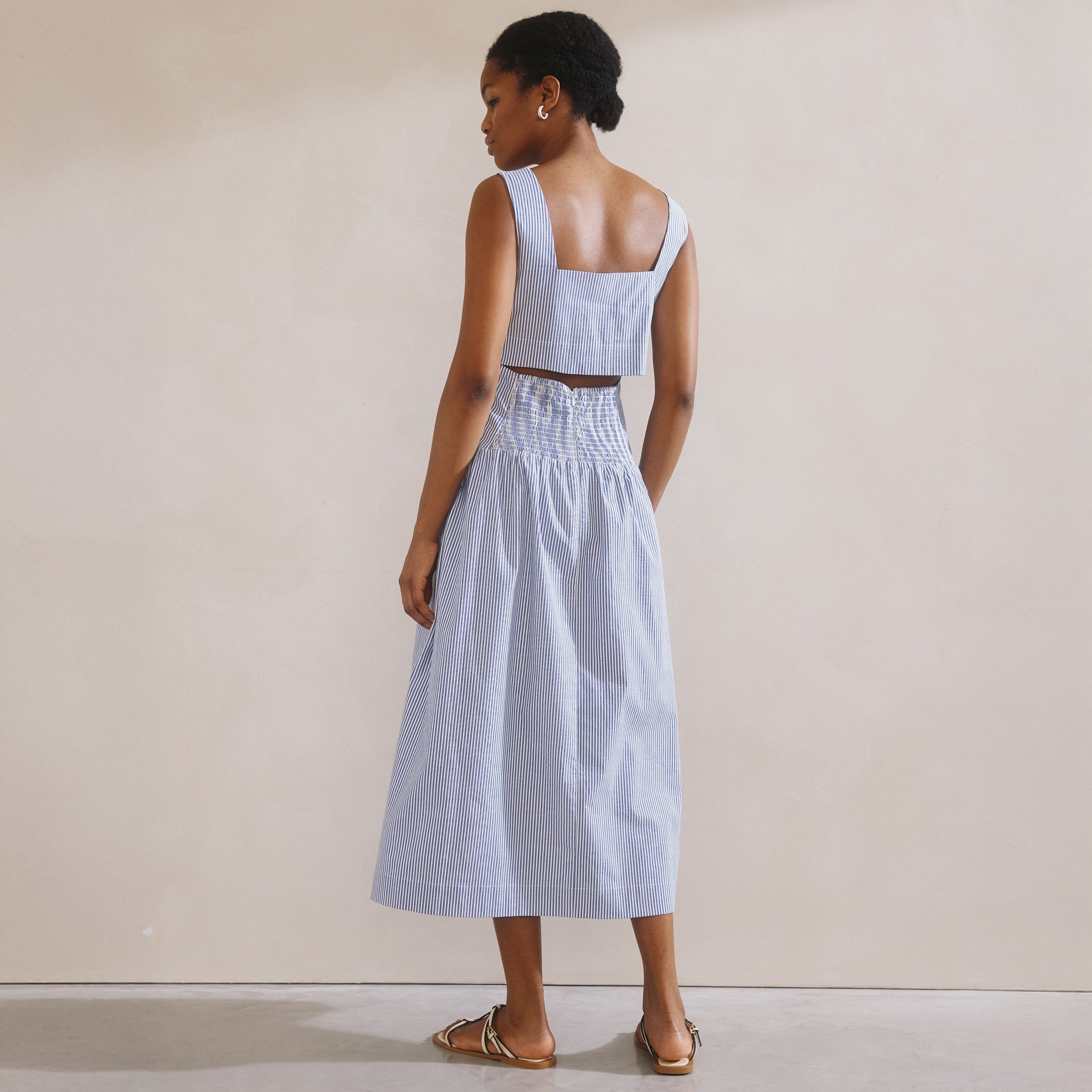 Blue Ticking Stripe Sun Dress