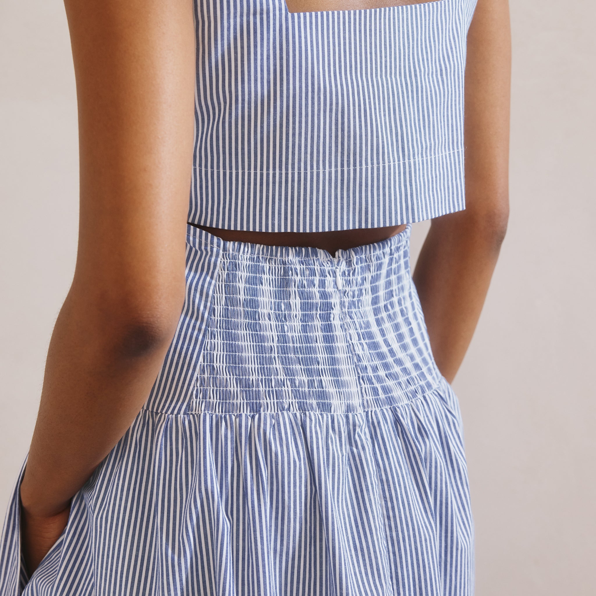 Blue Ticking Stripe Sun Dress