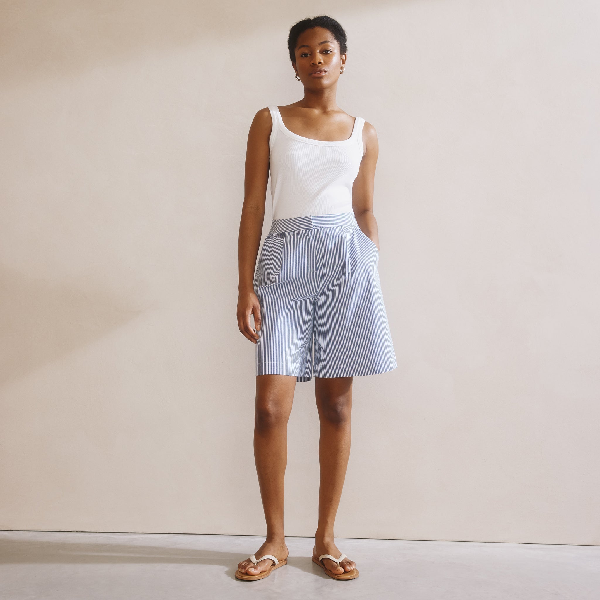 Blue Ticking Stripe Bermuda Shorts