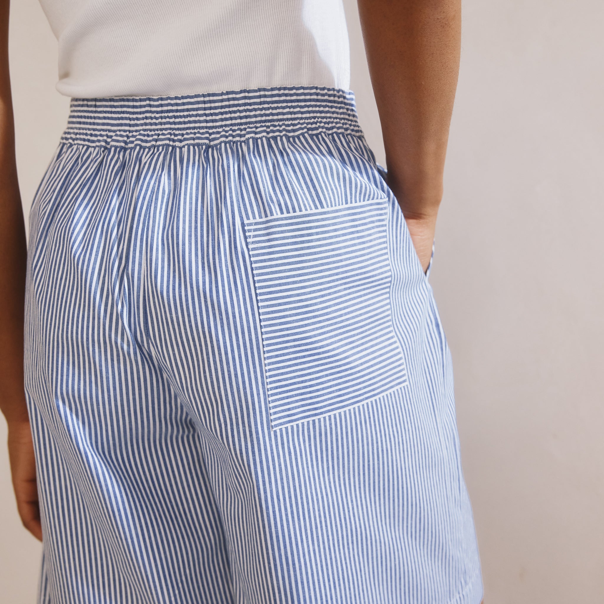 Blue Ticking Stripe Bermuda Shorts