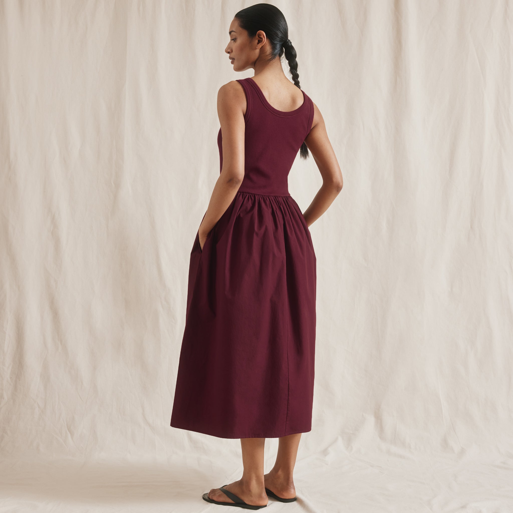 Cherry Jersey & Woven Mix Vest Dress