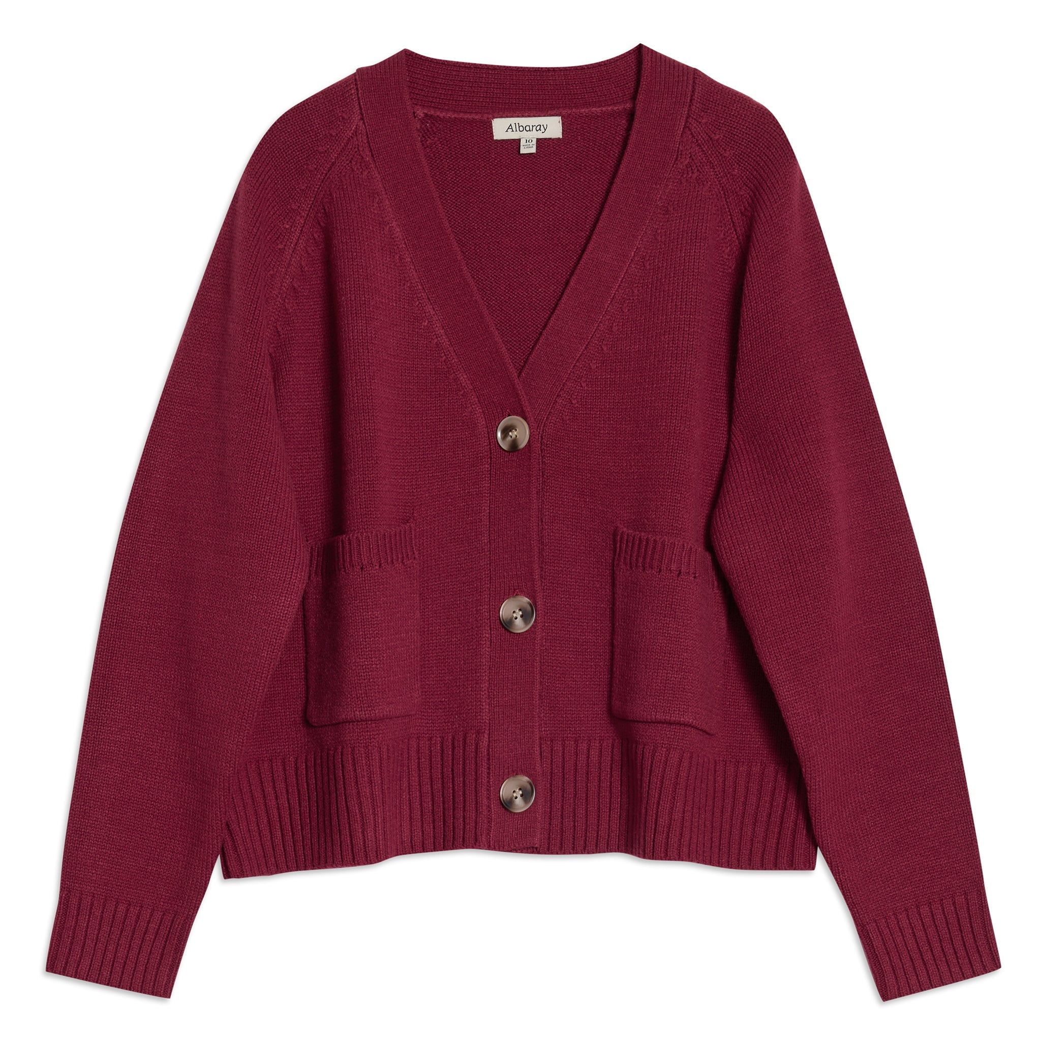 Dark Red Relaxed v Neck Cardi