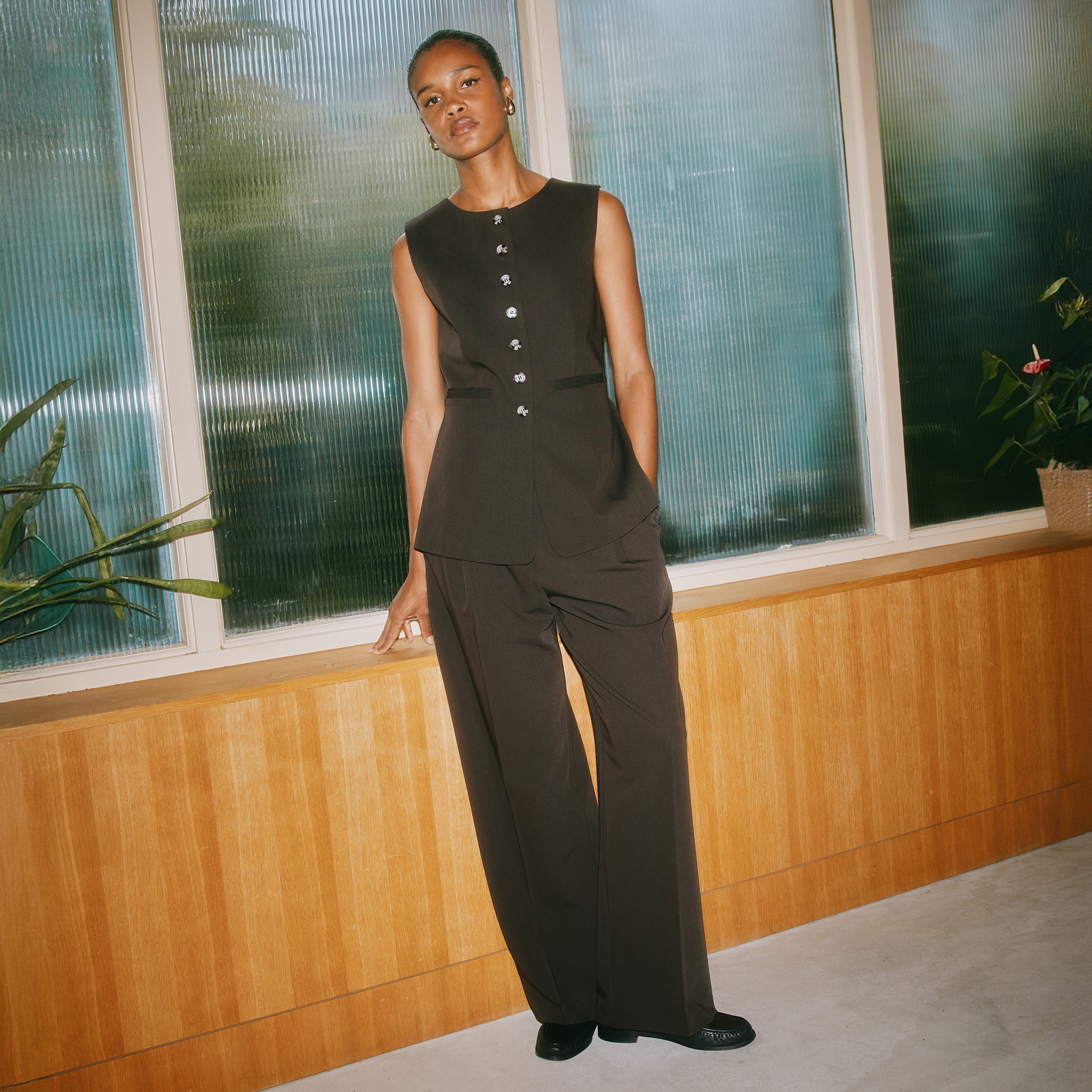 Chocolate Tailored Pleat Trouser