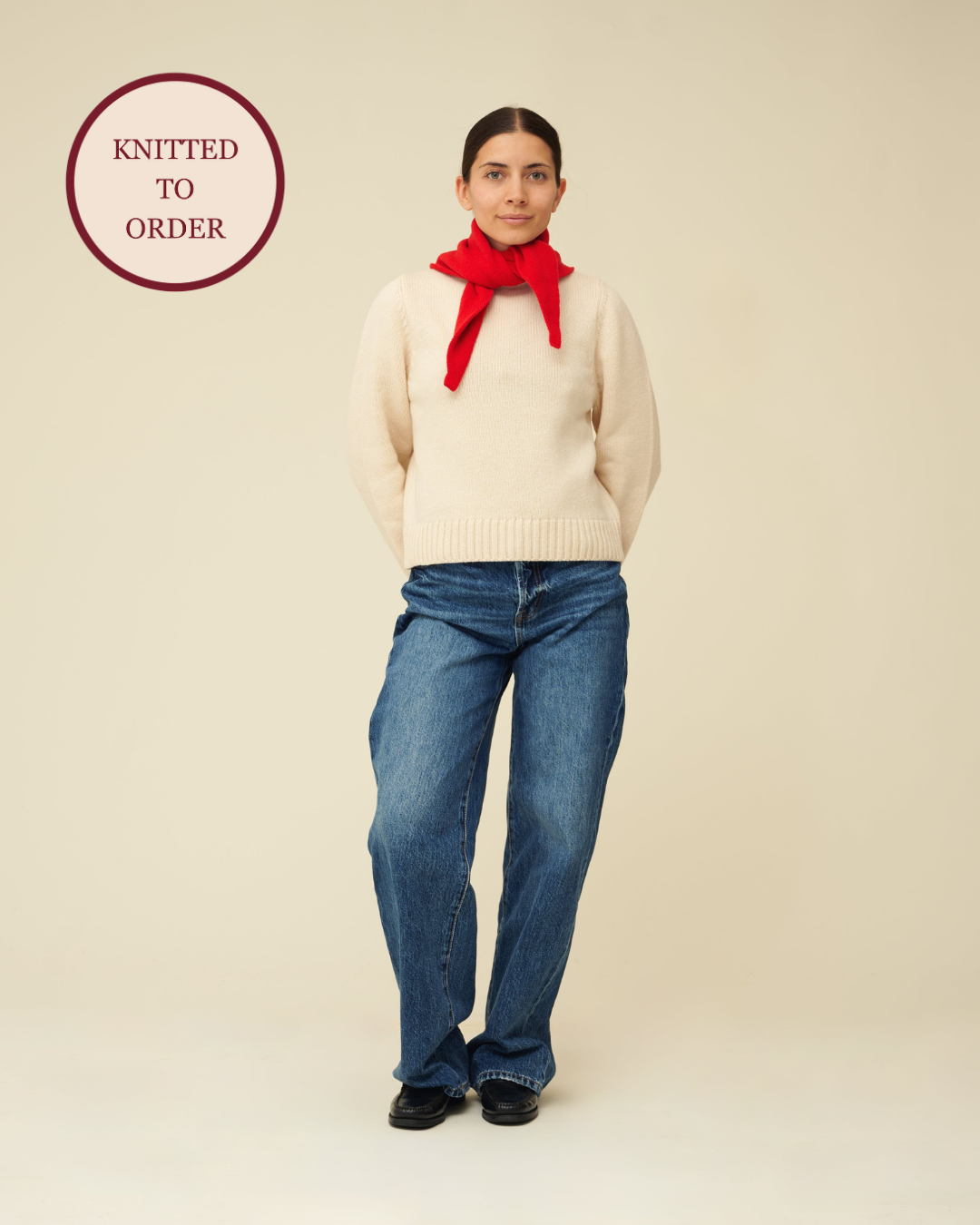 Merino Lambswool Neckerchief - Poppy Red (Knitted-to-Order)