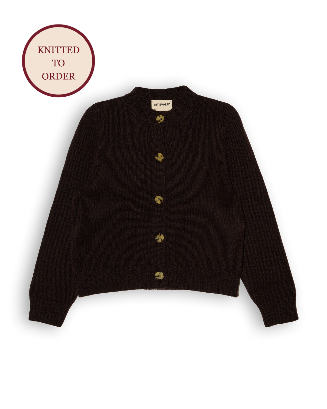 Merino Lambswool Cardigan - Dark Brown (Knitted-to-Order)