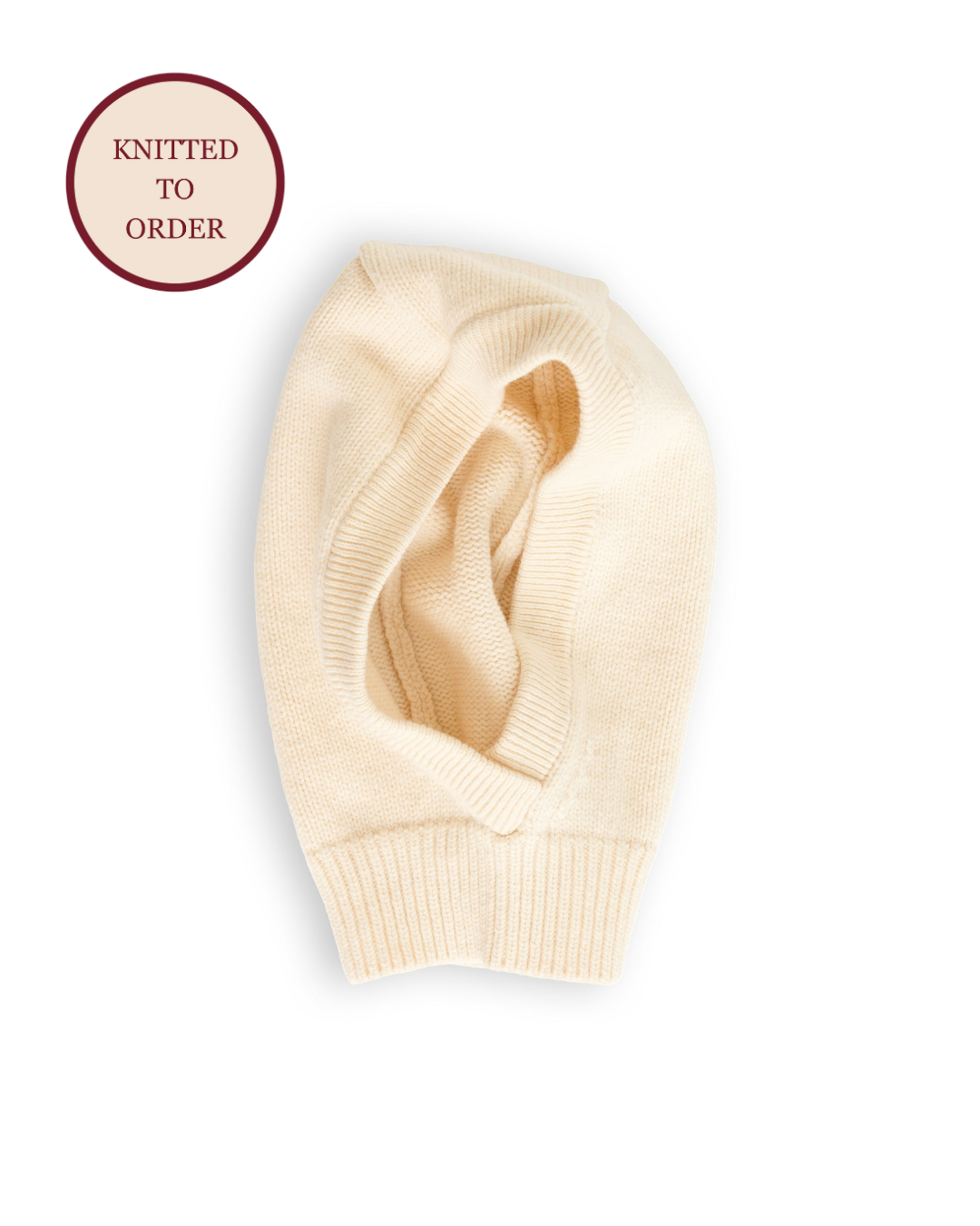 Merino Lambswool Hood - Ecru (Knitted-to-Order)