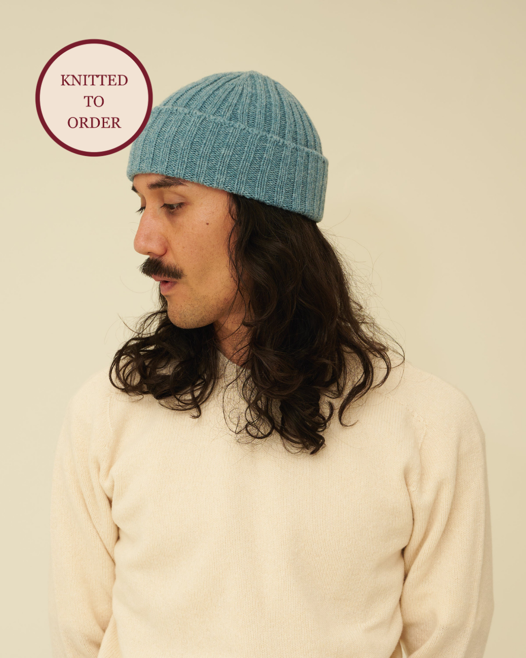 Merino Lambswool Beanie - Helford Green (Knitted-to-Order)