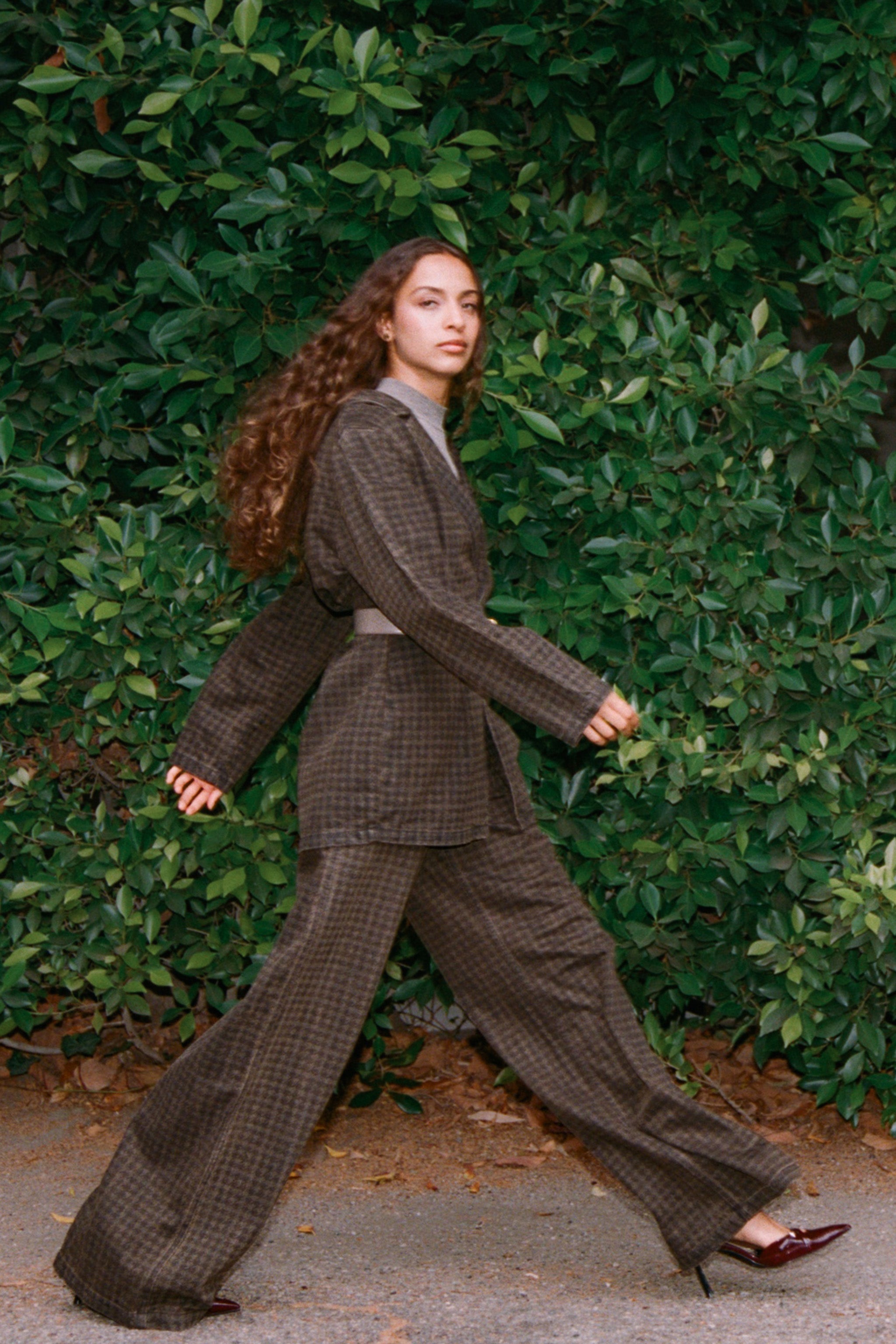 Bette Tailored Denim Jacket in Houndstooth Cacao