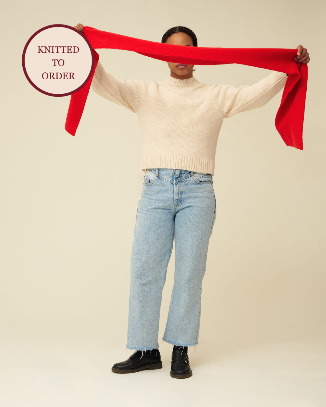 Merino Lambswool Scarf - Poppy Red (Knitted-to-Order)