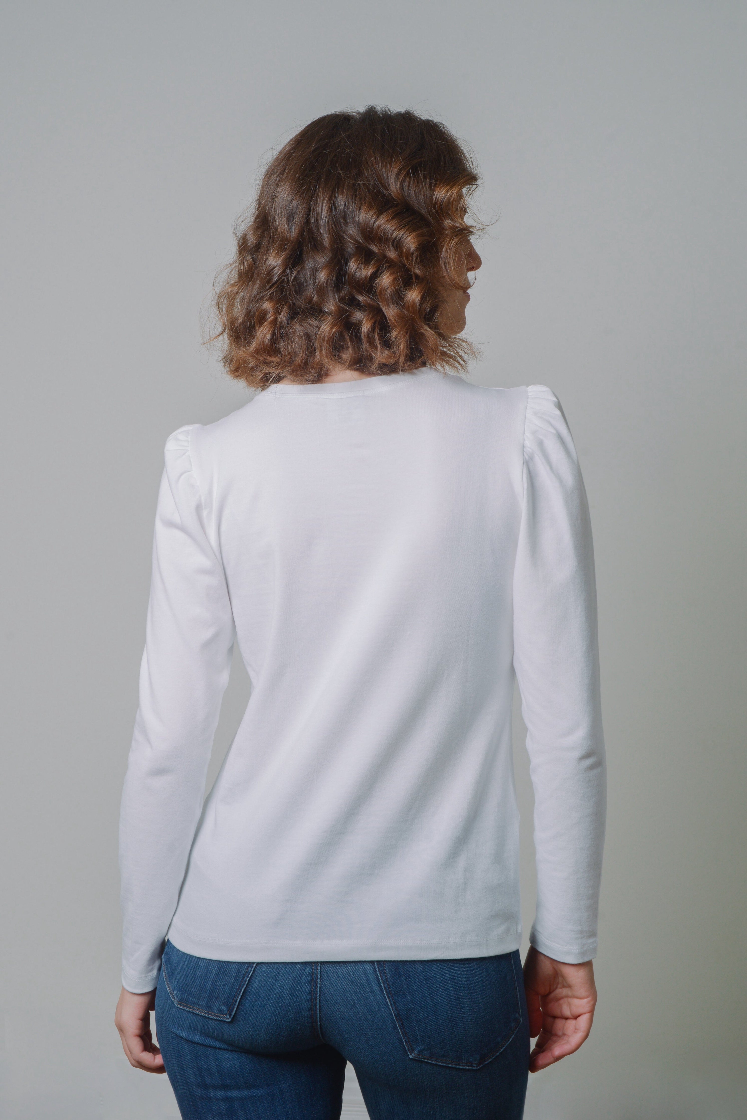 MELANIE-CREW NECK LONG PUFF SLEEVE T-SHIRT