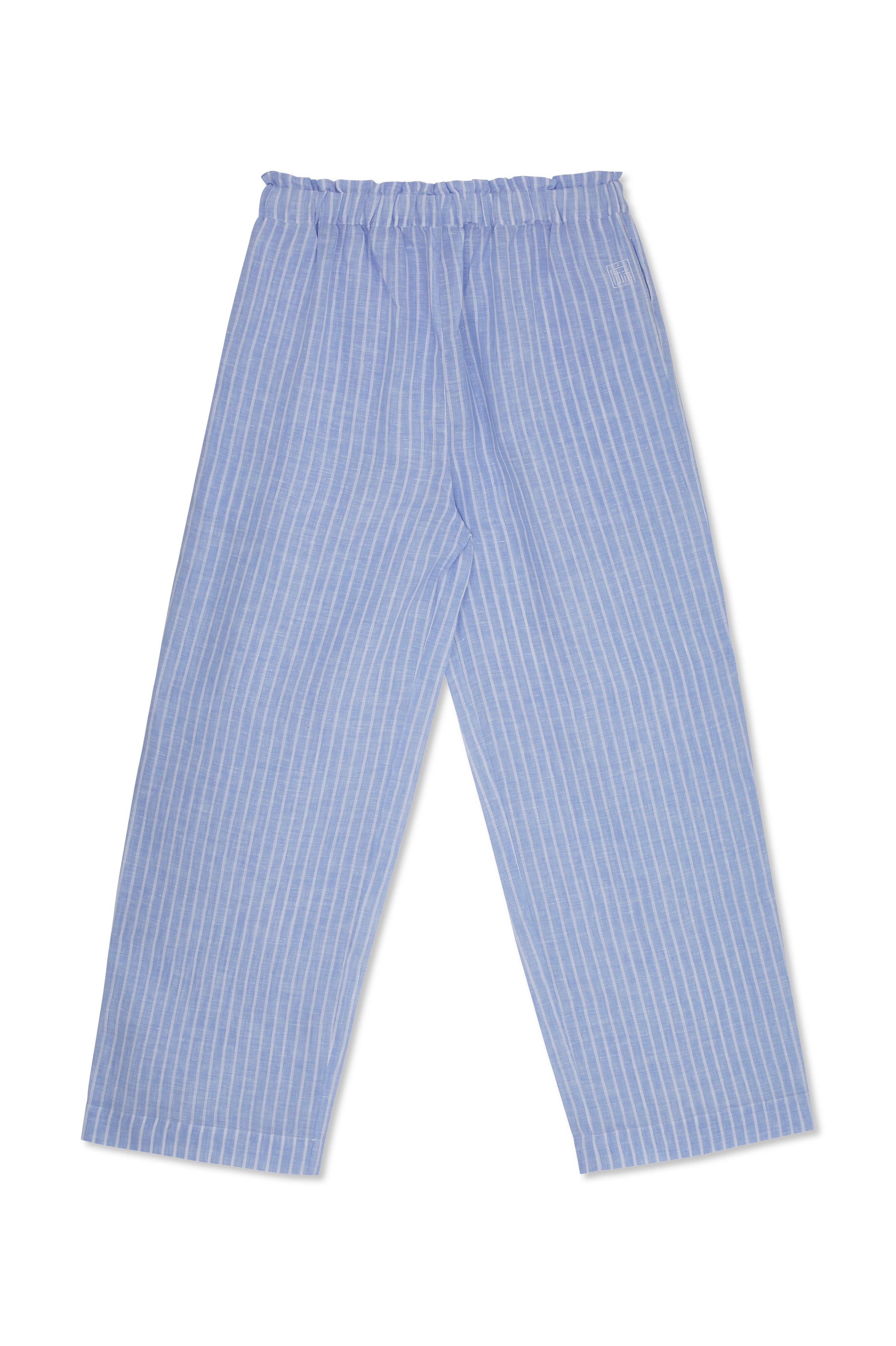 Maya Linen Trousers - Baby Blue Stripe