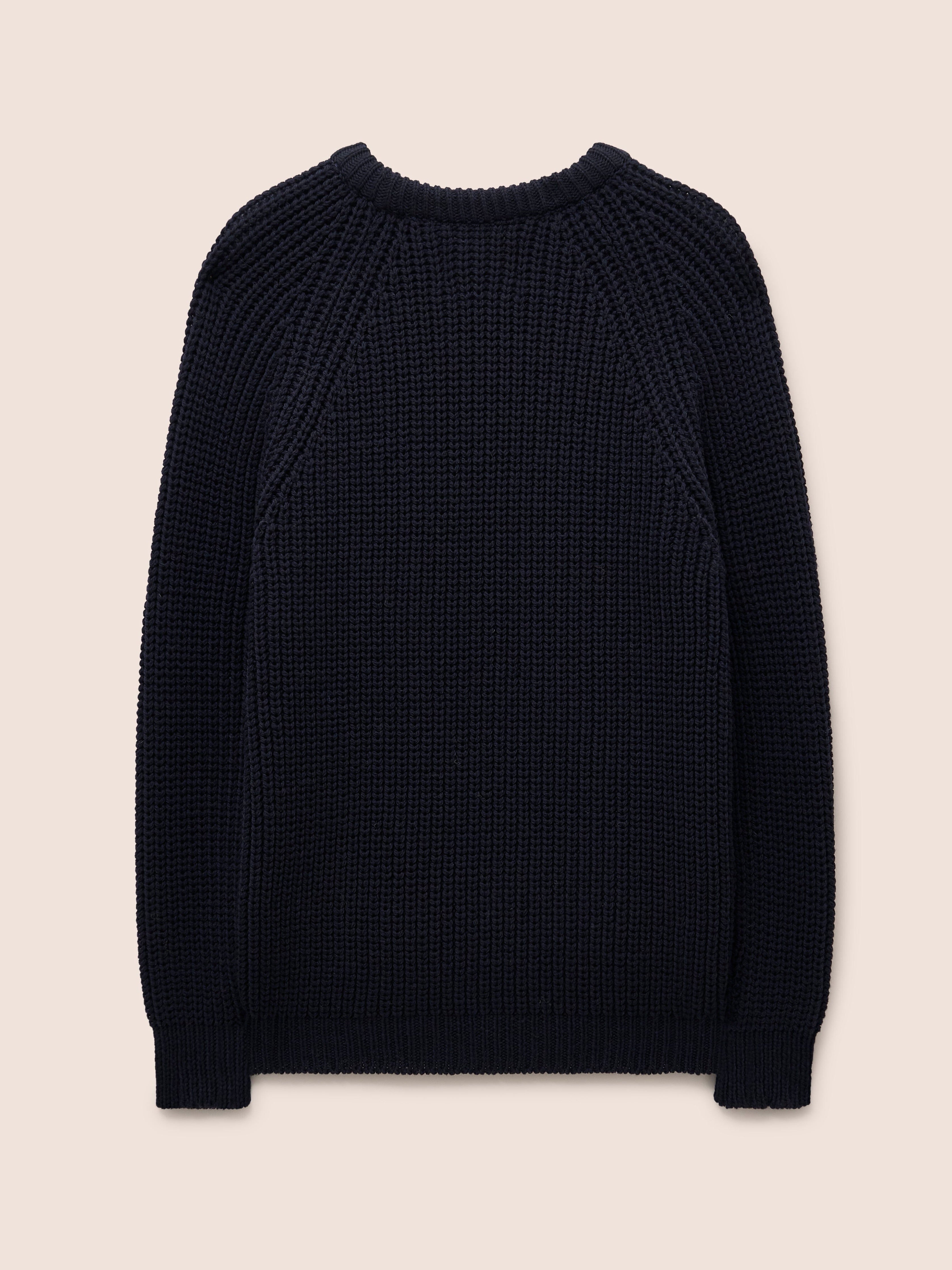 Highland Made in England Wool Fisherman Sweater in Navy