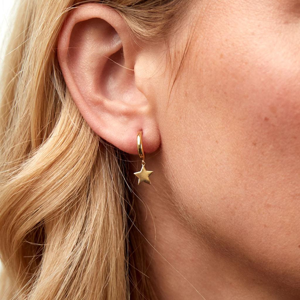 Alta Gold Vermeil Moon Hoop Earrings With Star Drops