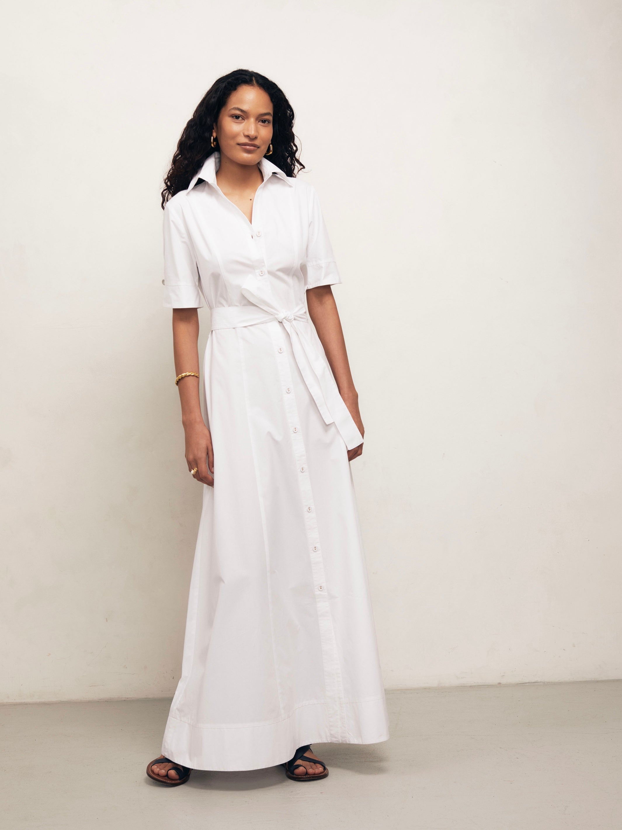 Bodhi - White Cotton Poplin Dress